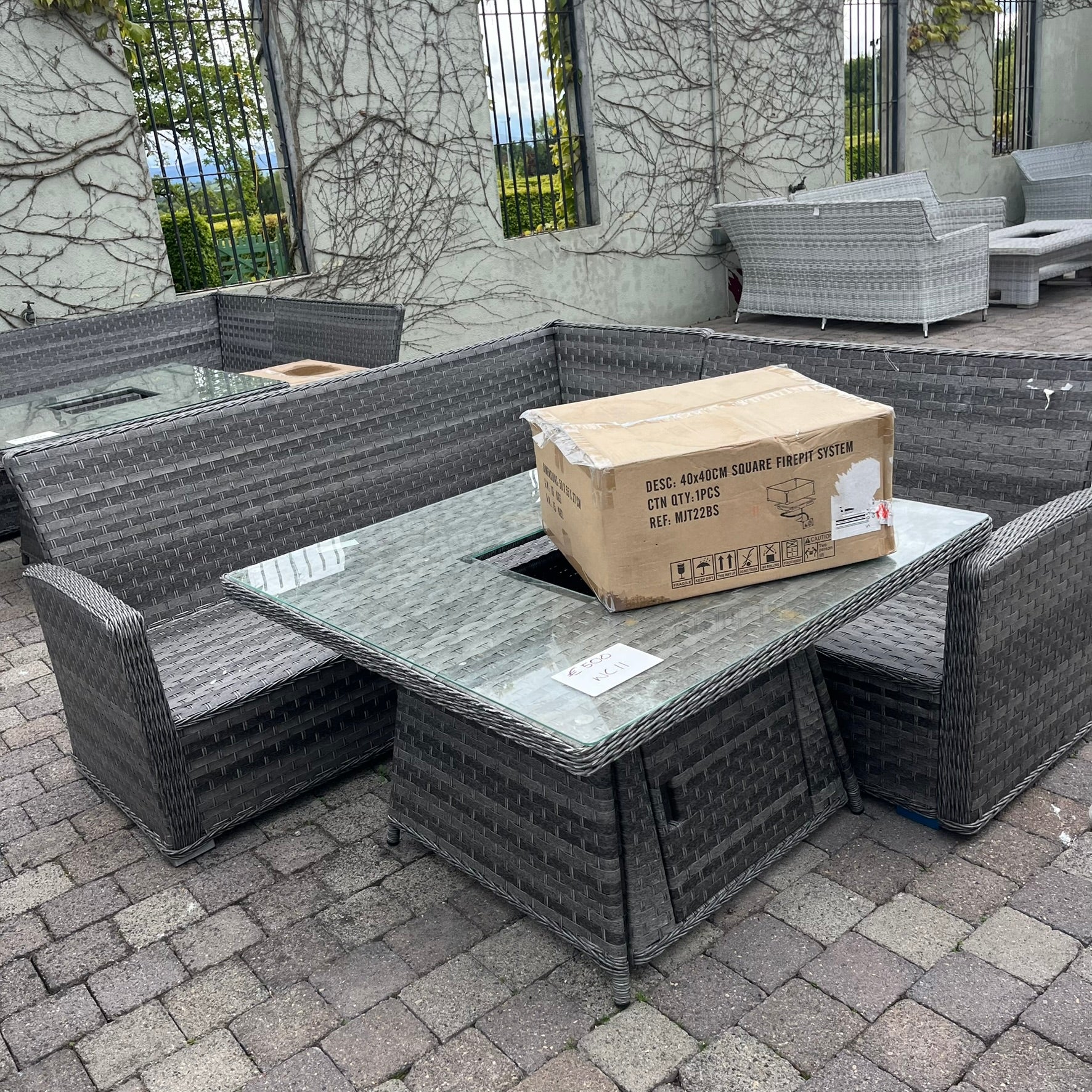 Casual Dining with Firepit Set (Grey) - Clearance