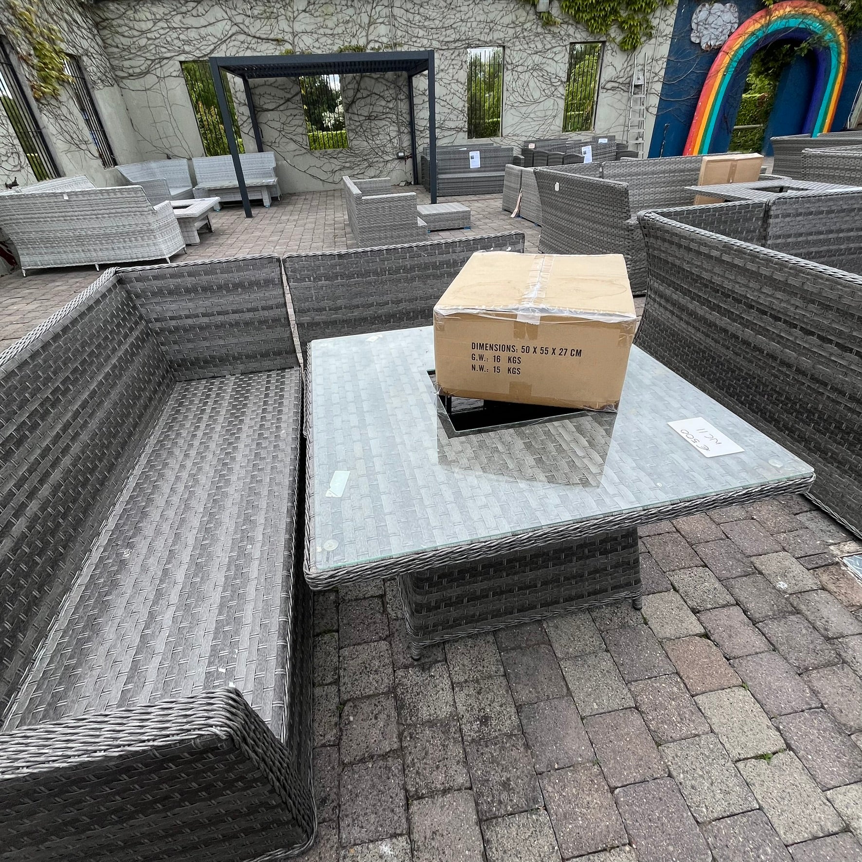 Casual Dining with Firepit Set (Grey) - Clearance