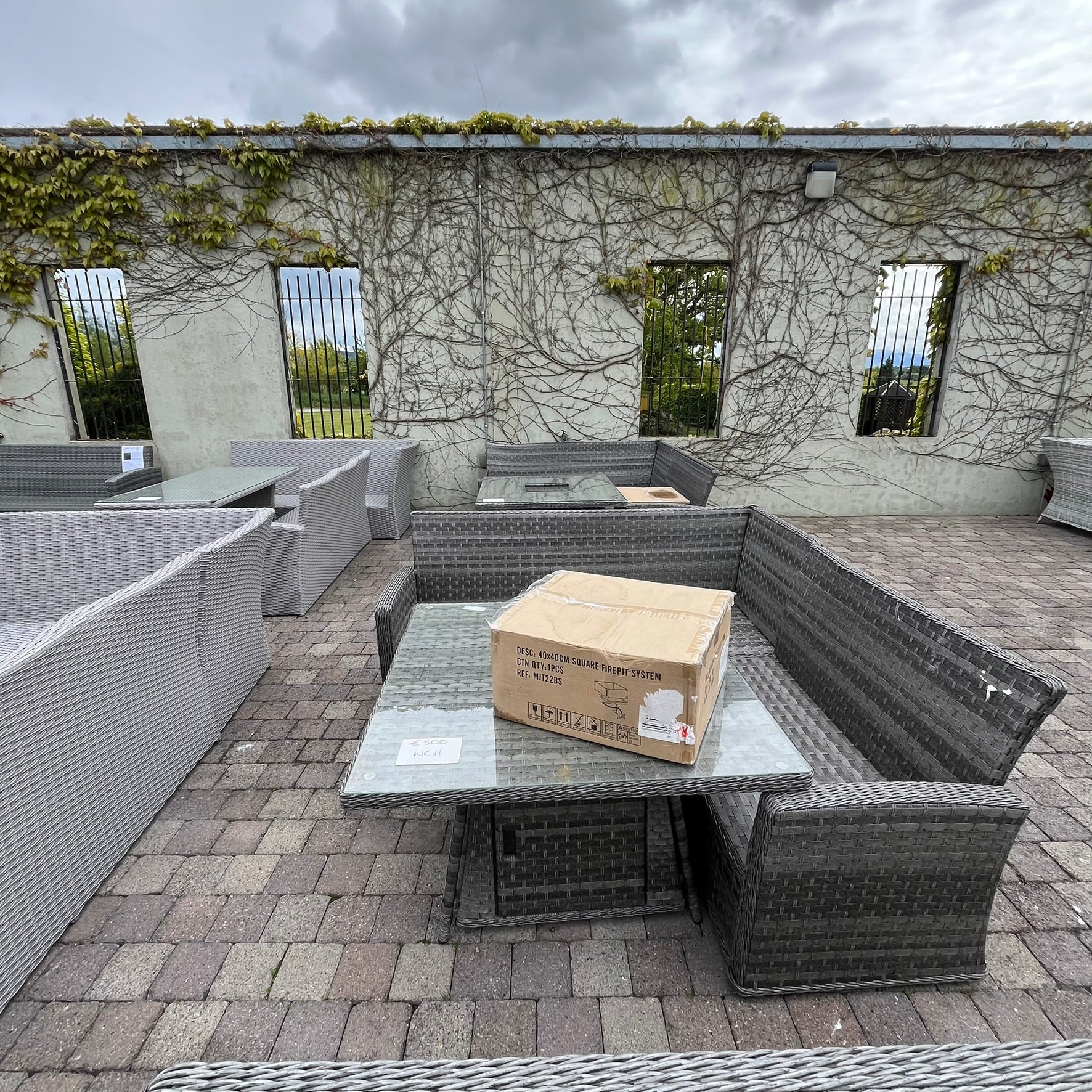 Casual Dining with Firepit Set (Grey) - Clearance