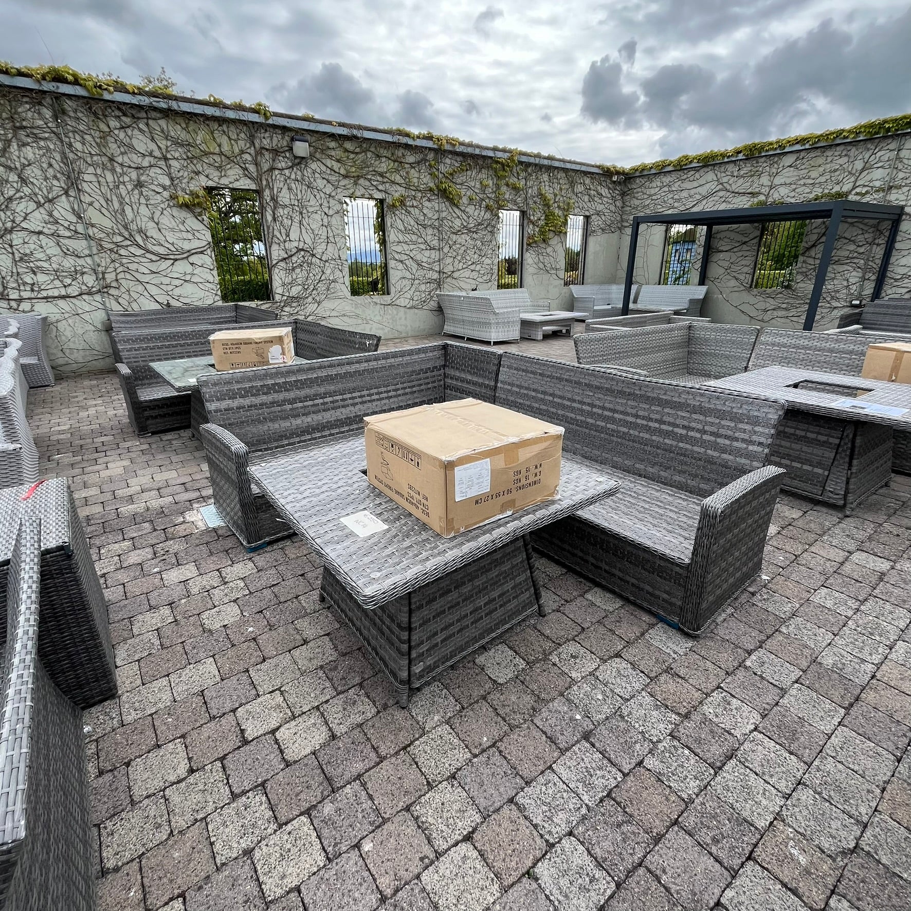 Casual Dining with Firepit Set (Grey) - Clearance