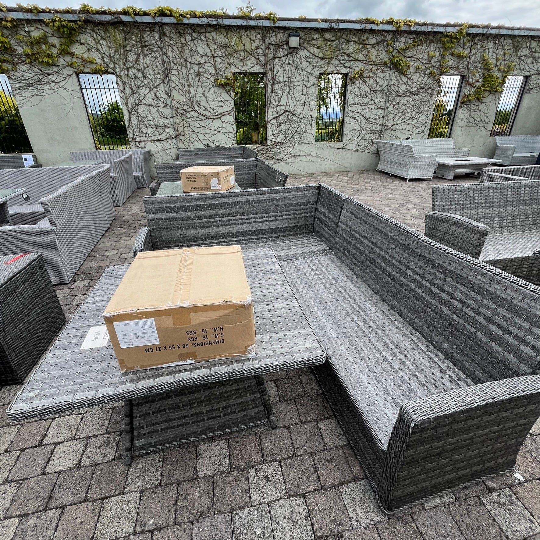 Casual Dining with Firepit Set (Grey) - Clearance