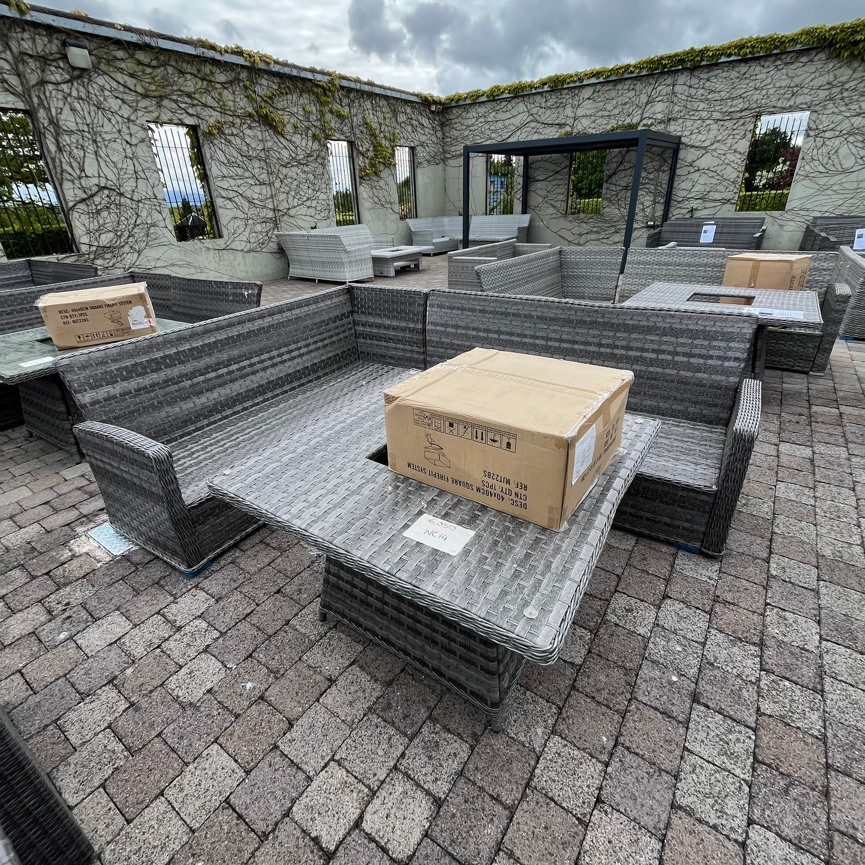 Casual Dining with Firepit Set (Grey) - Clearance