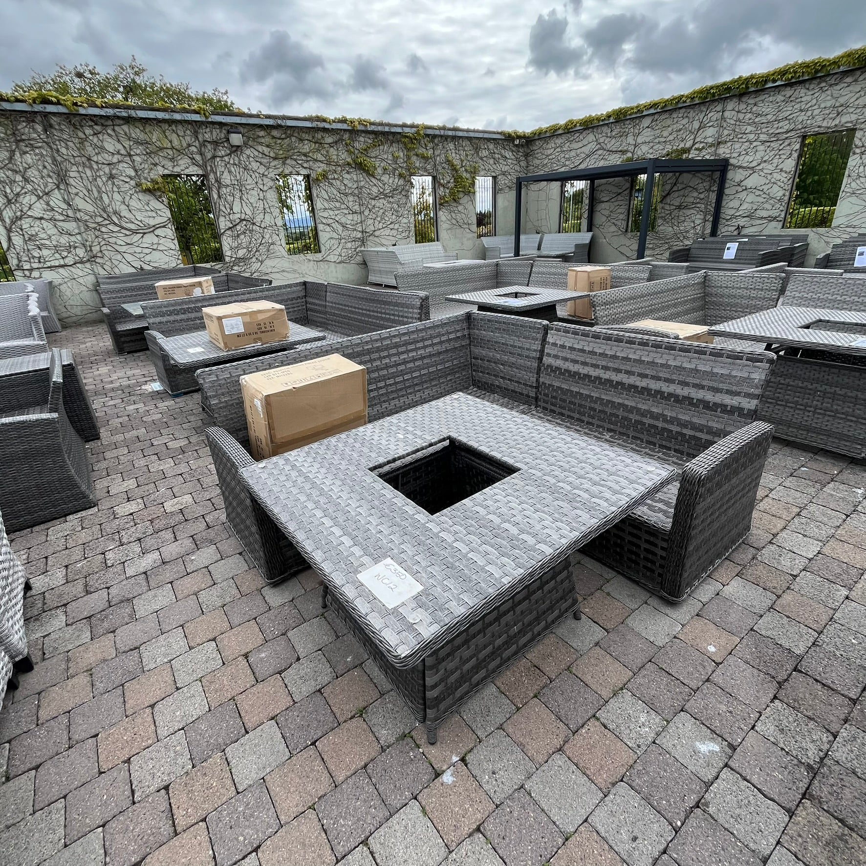 Casual Dining with Firepit Set (Grey) - Clearance