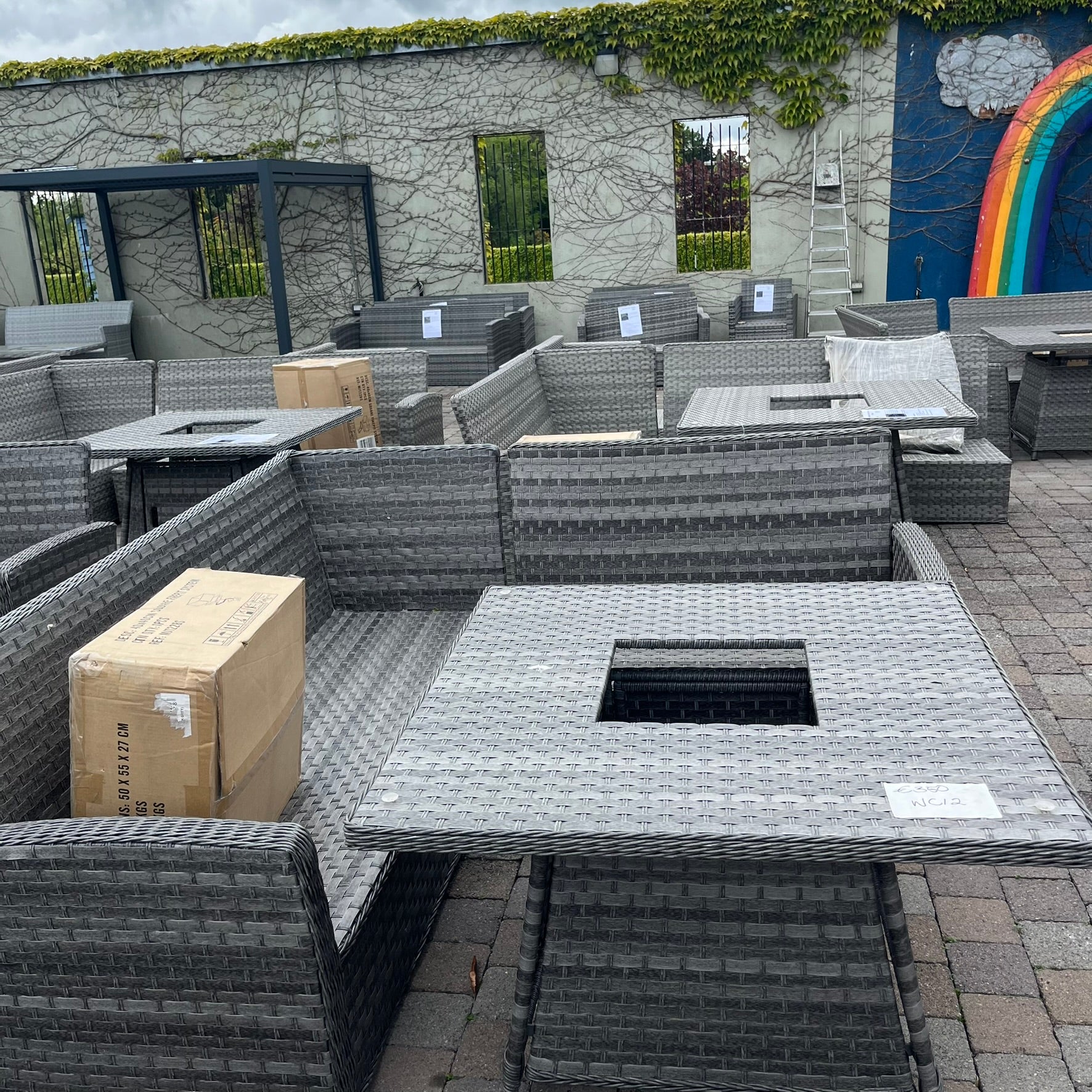 Casual Dining with Firepit Set (Grey) - Clearance