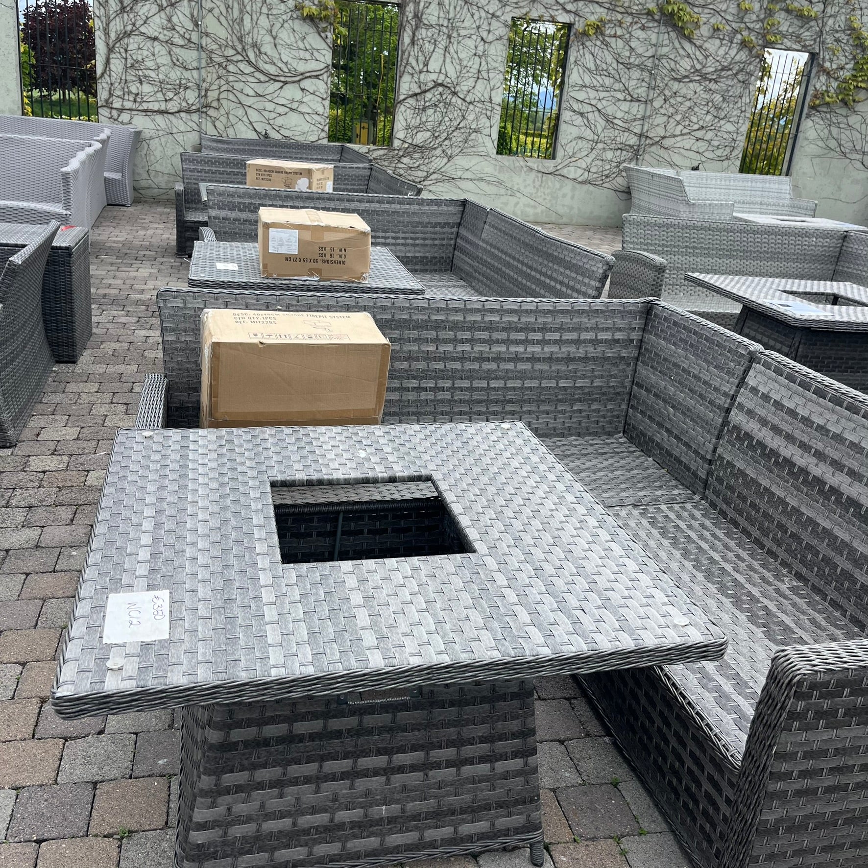 Casual Dining with Firepit Set (Grey) - Clearance