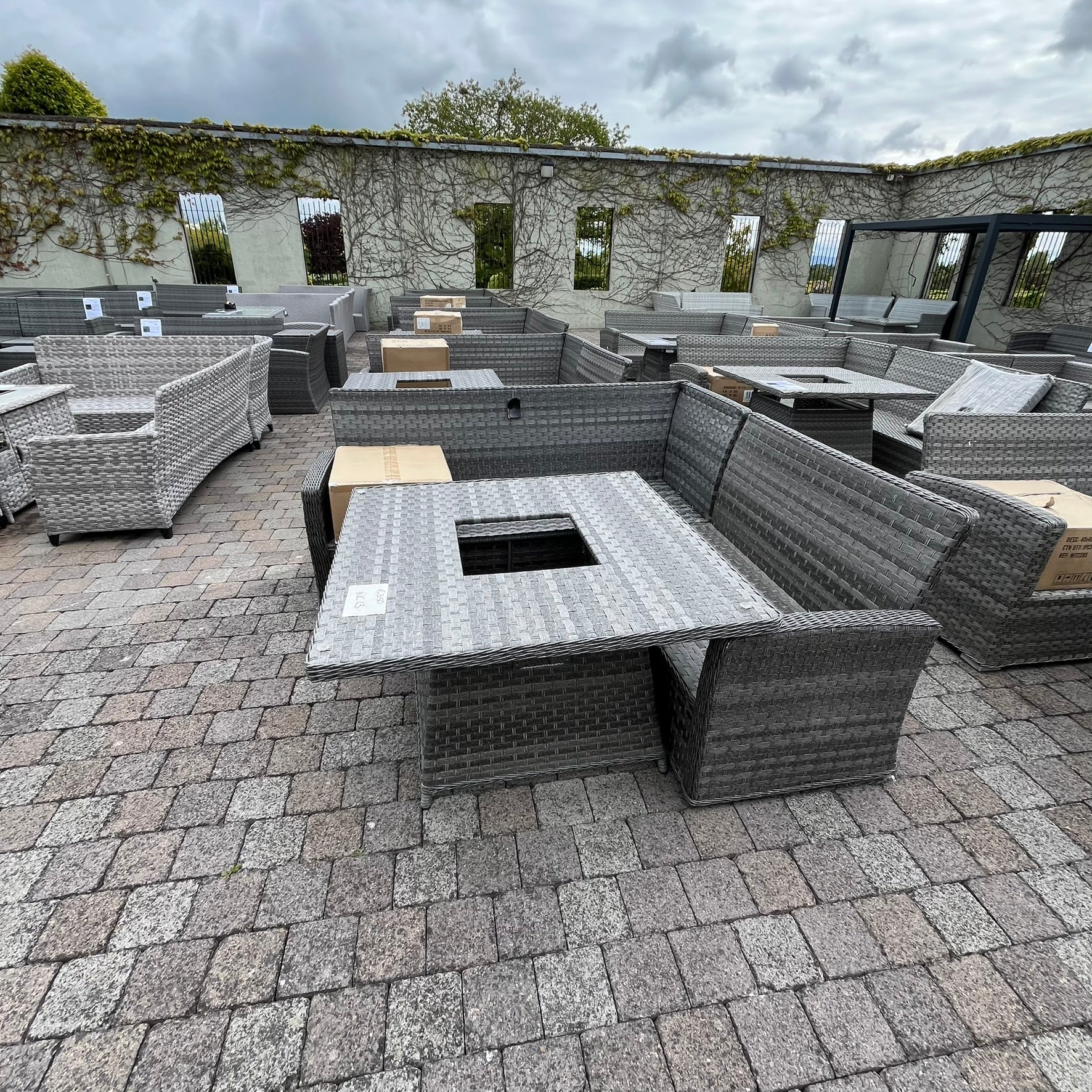 Casual Dining with Firepit Set (Grey) - Clearance