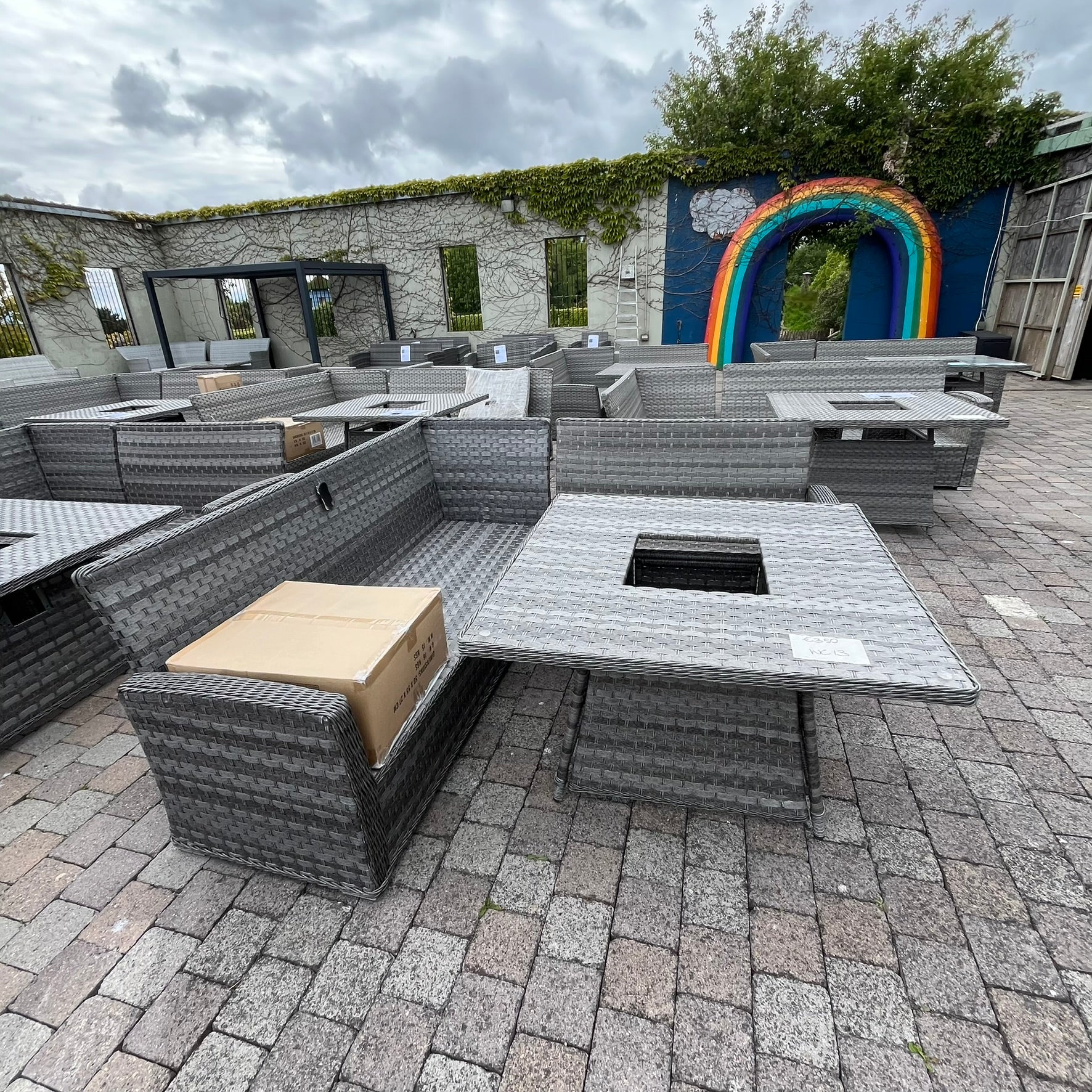 Casual Dining with Firepit Set (Grey) - Clearance