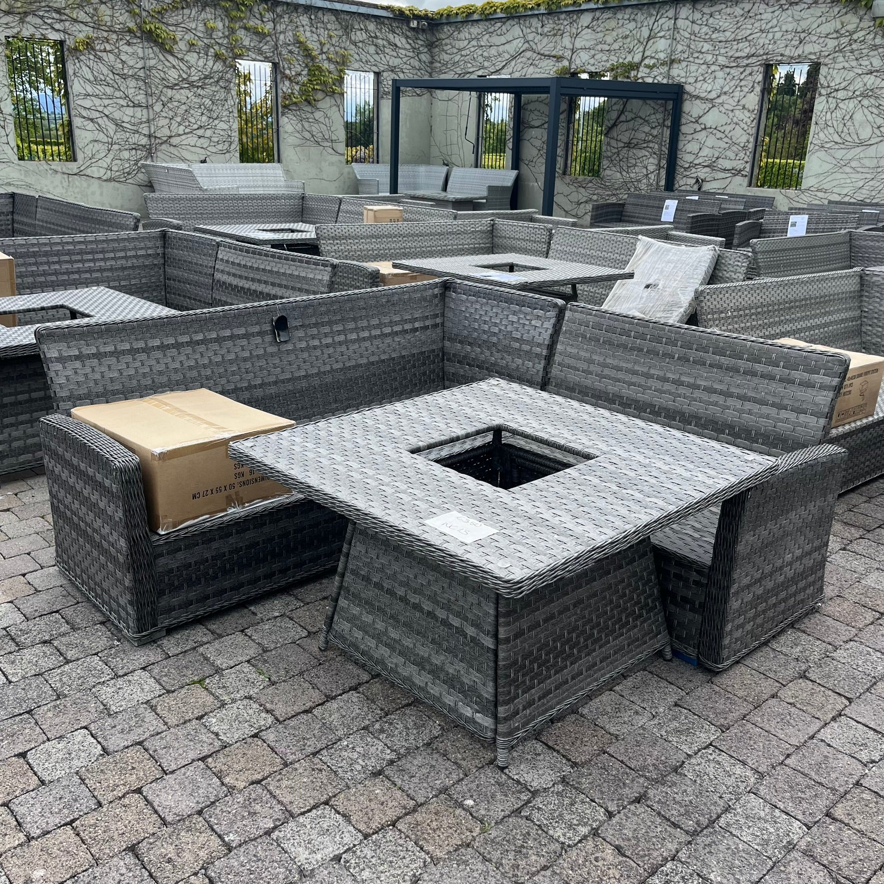 Casual Dining with Firepit Set (Grey) - Clearance