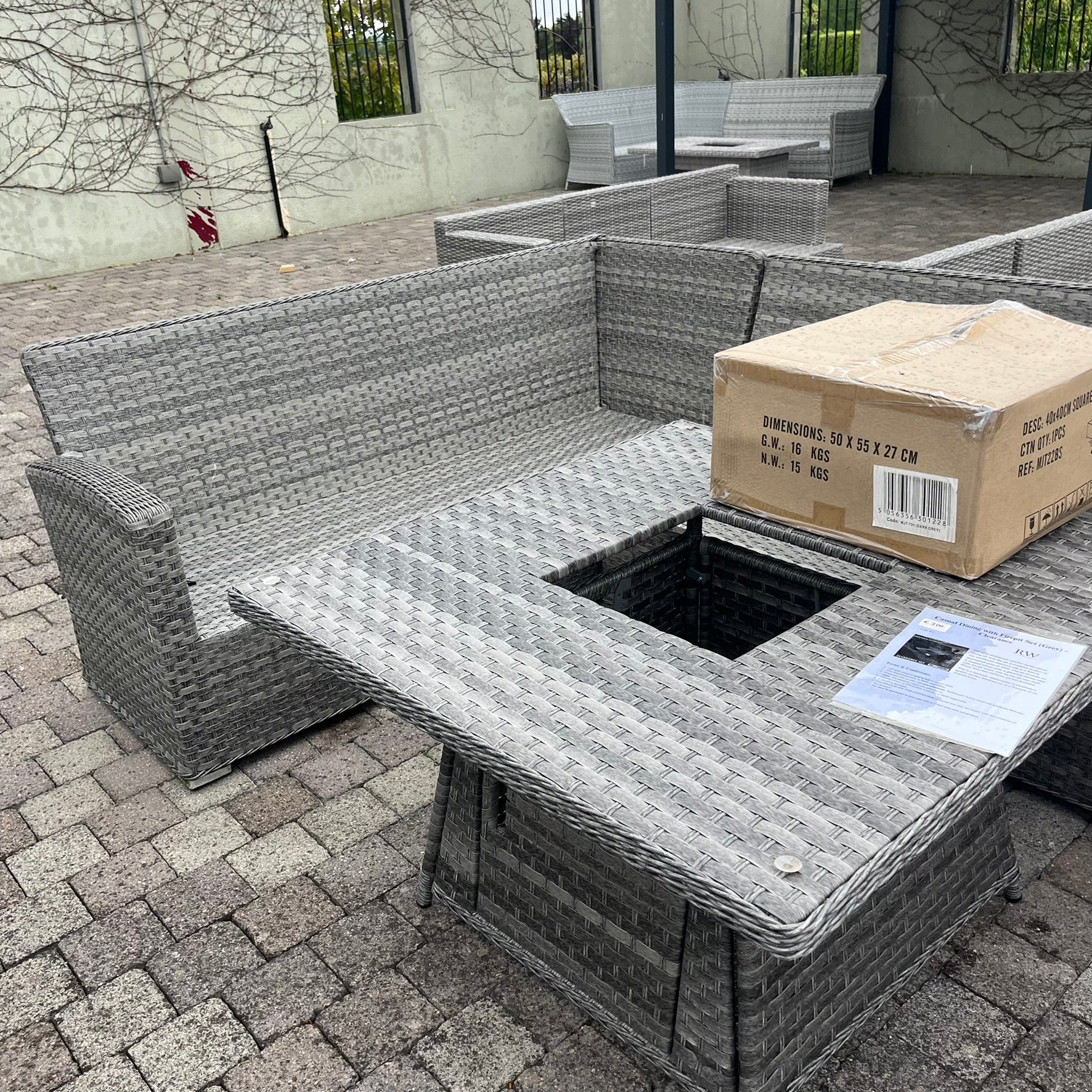 Casual Dining with Firepit Set (Grey) - Clearance