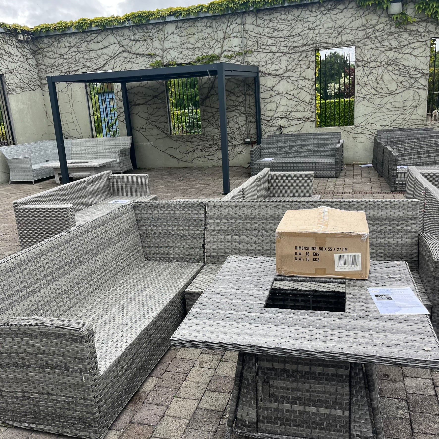 Casual Dining with Firepit Set (Grey) - Clearance