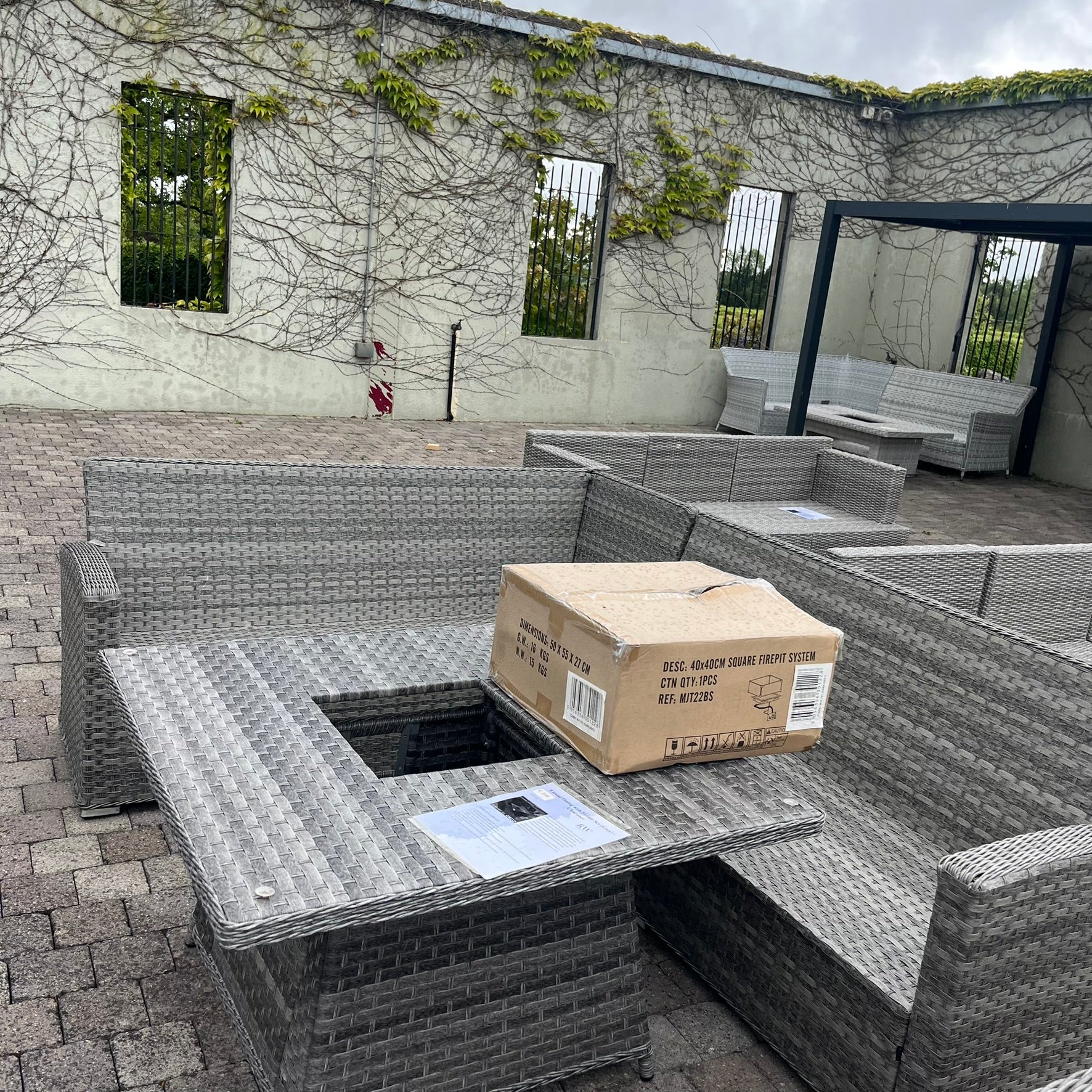 Casual Dining with Firepit Set (Grey) - Clearance