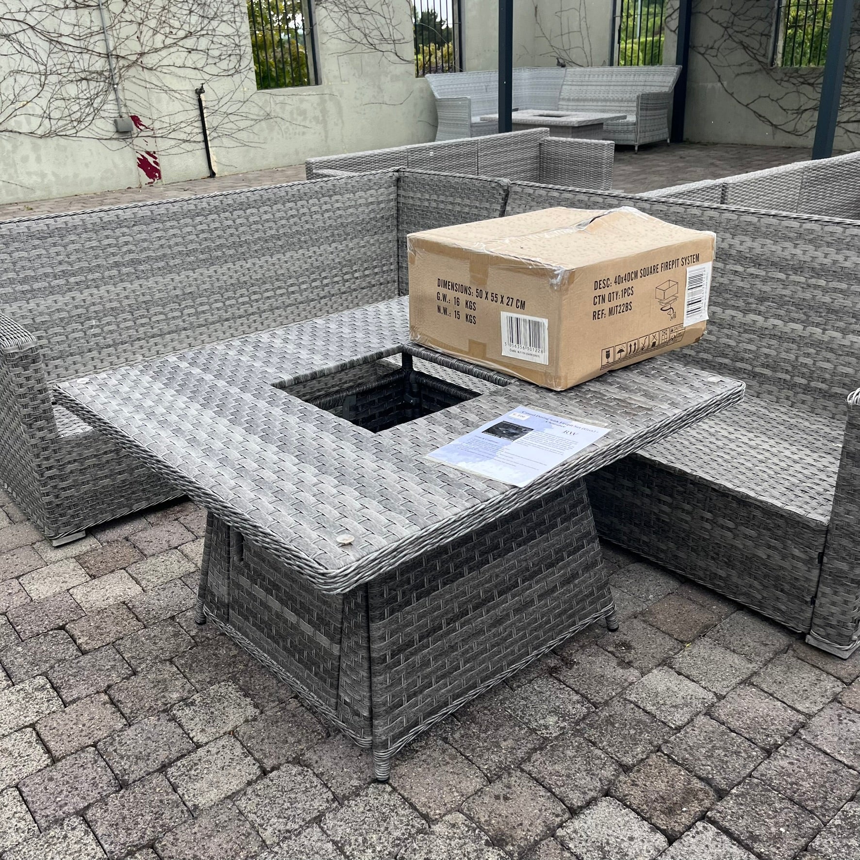 Casual Dining with Firepit Set (Grey) - Clearance