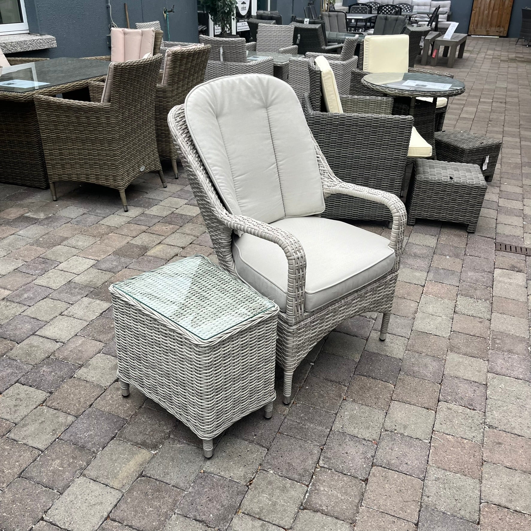 Parma Chair + Table (White wash) - Clearance