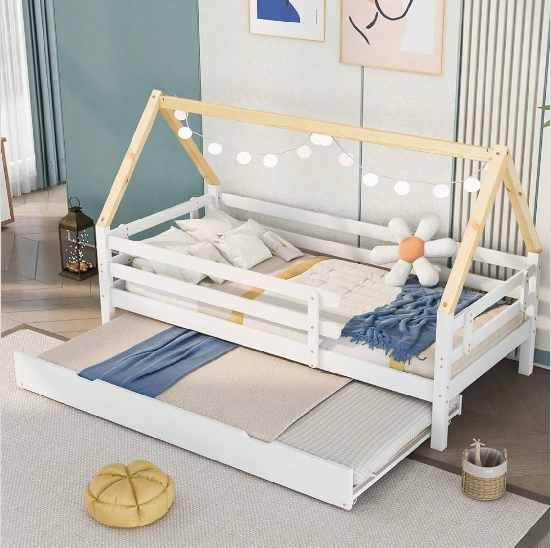 Kids House Bed with Trundle Single - Clearance