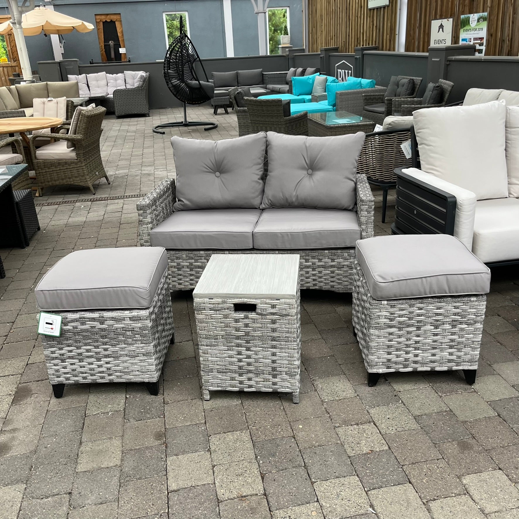 Vienna Sofa with Footstools and Small Table - Clearance
