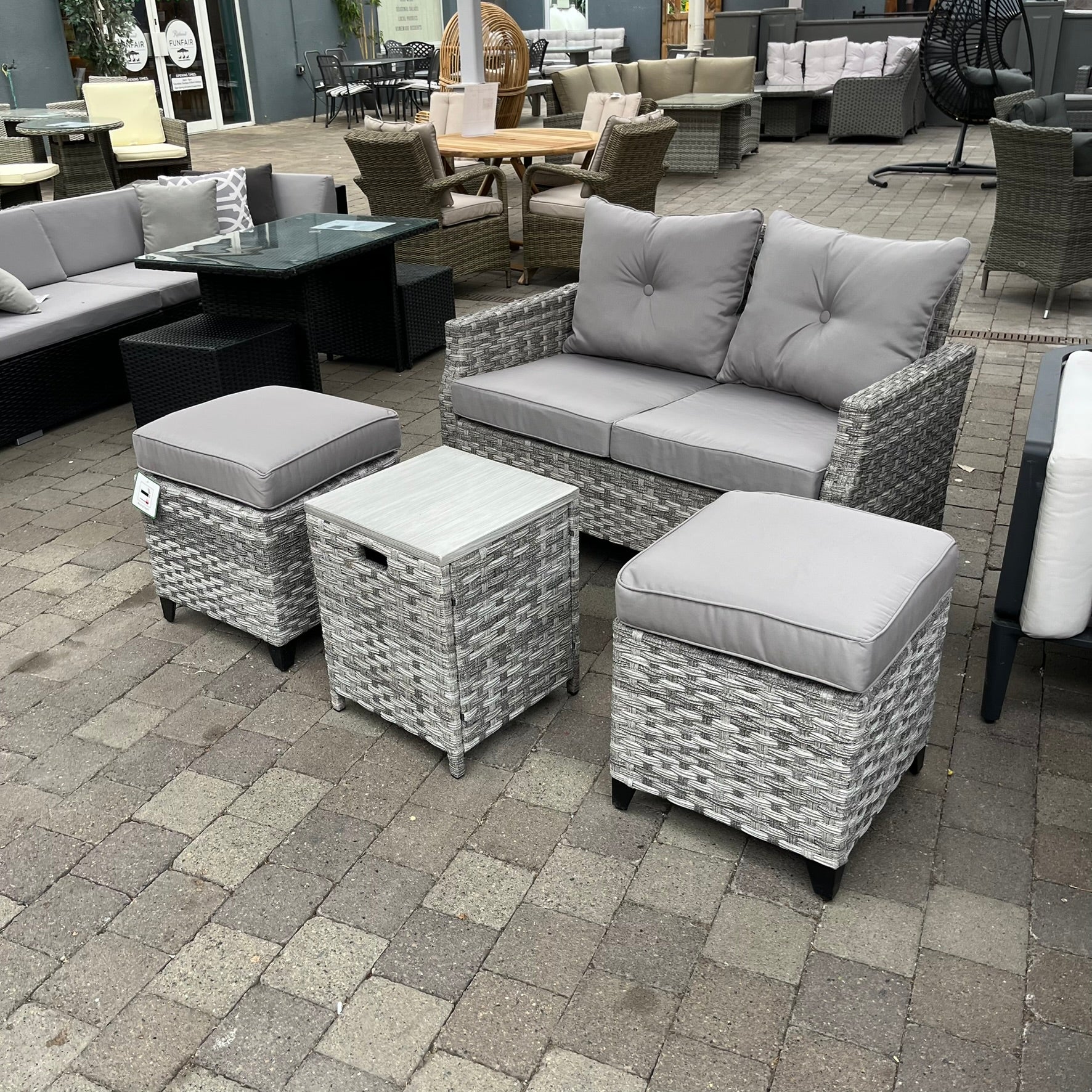 Vienna Sofa with Footstools and Small Table - Clearance