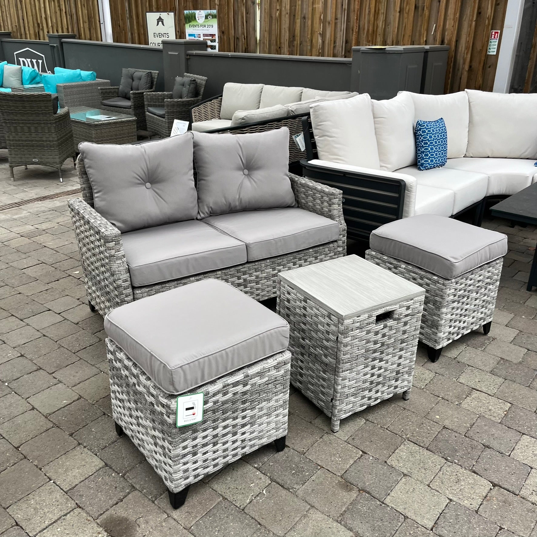 Vienna Sofa with Footstools and Small Table - Clearance