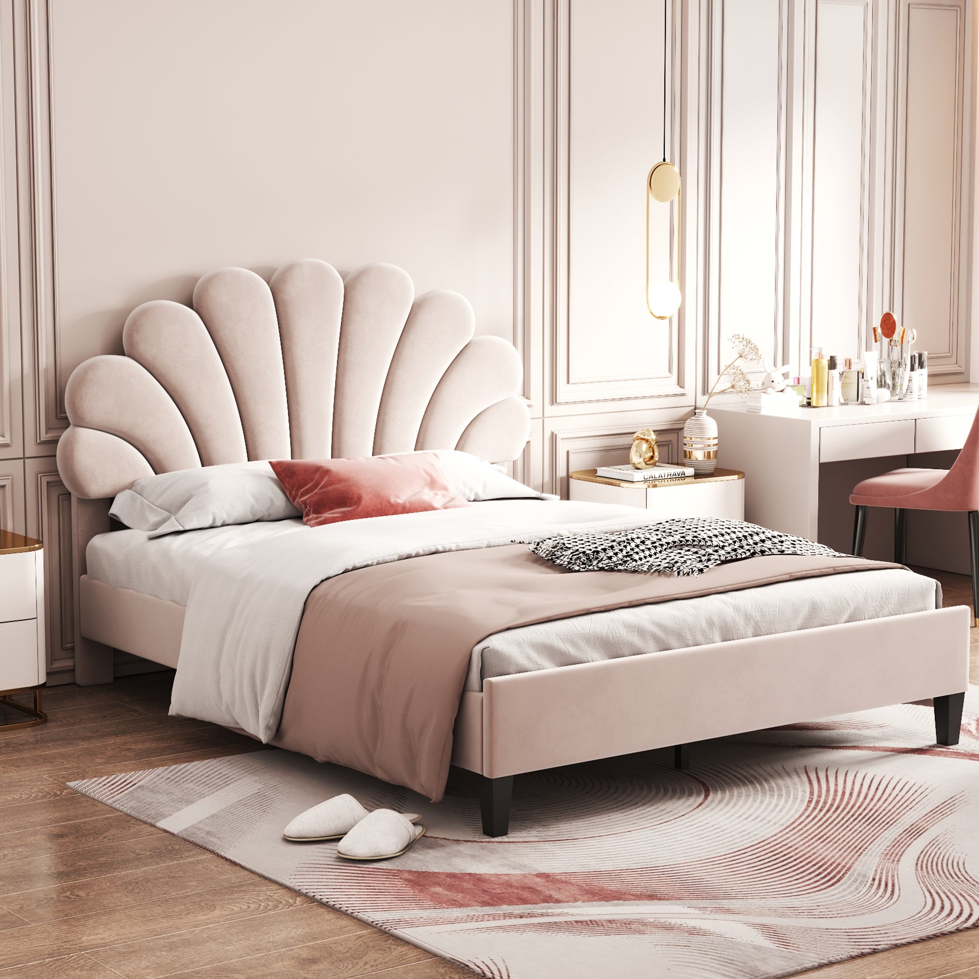 Upholstered Double Bed, 140x200cm - Clearance