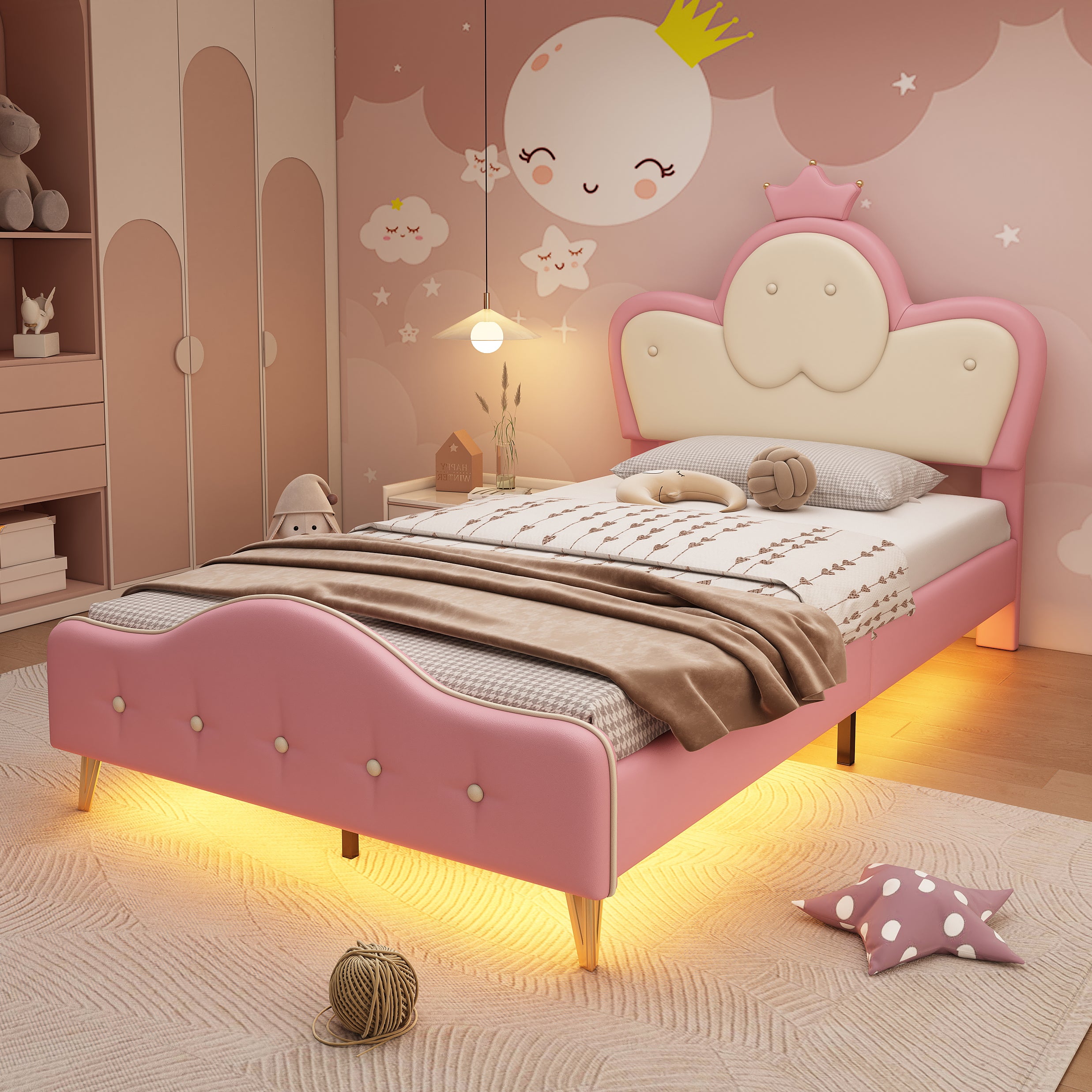Children's Bed with Crown Headboard- Clearance