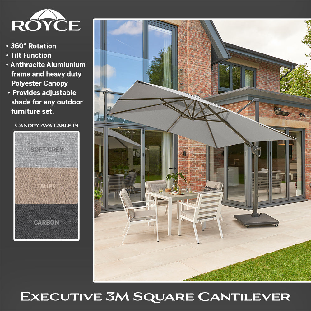 Royce - Executive Standard Cantilever Parasol with Night Cover (Taupe)
