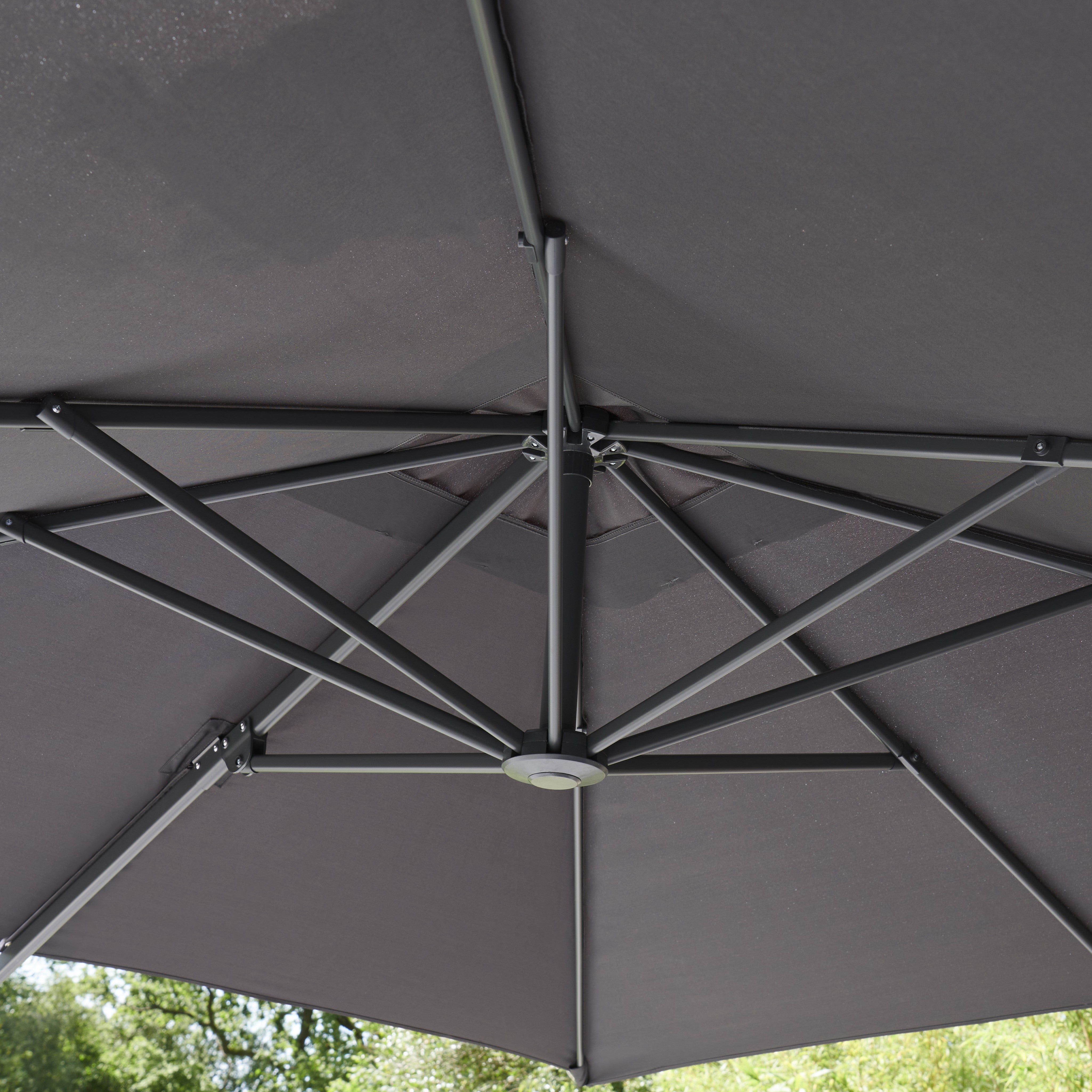 Royce - Junior 2.5m Square Cantilever Parasol with Night Cover (Carbon)
