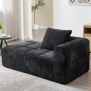 Chaise Longue Sofa, Soft Cushions Side Pockets, Black