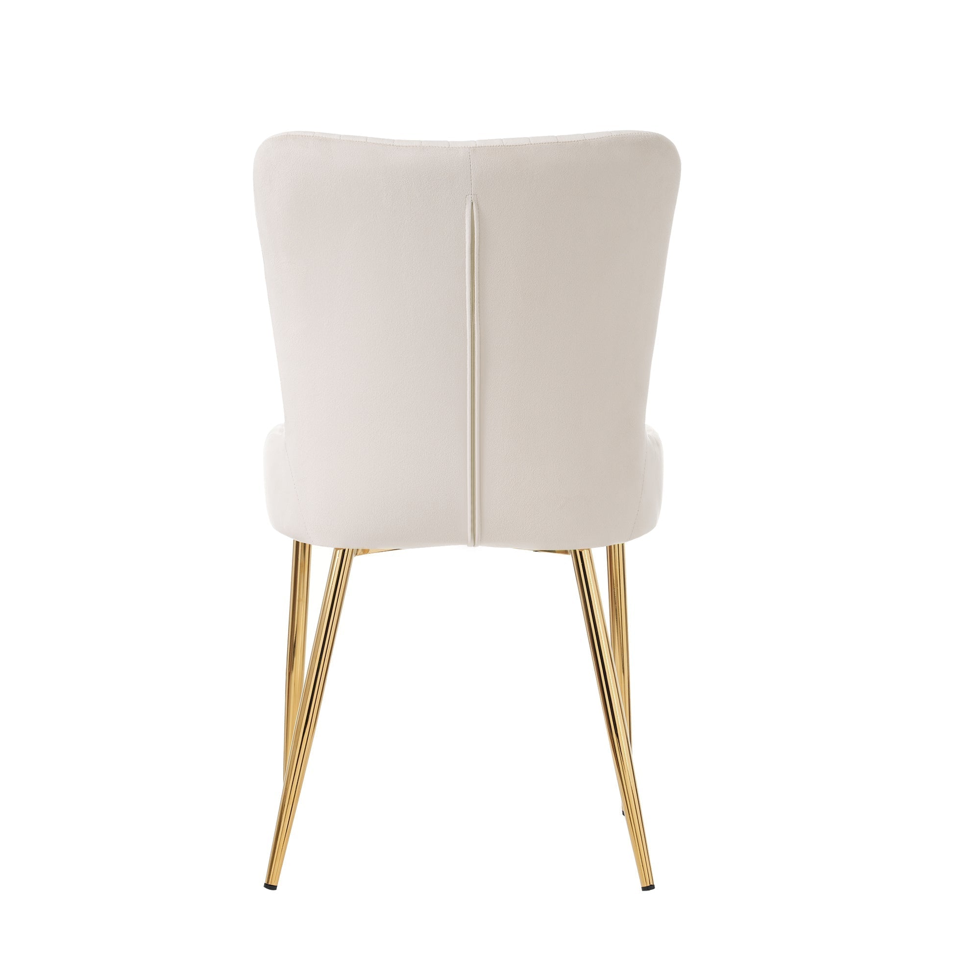 Velvet Dining Chair Set of 6 with Gold Metal Legs and Lumbar Support, Beige