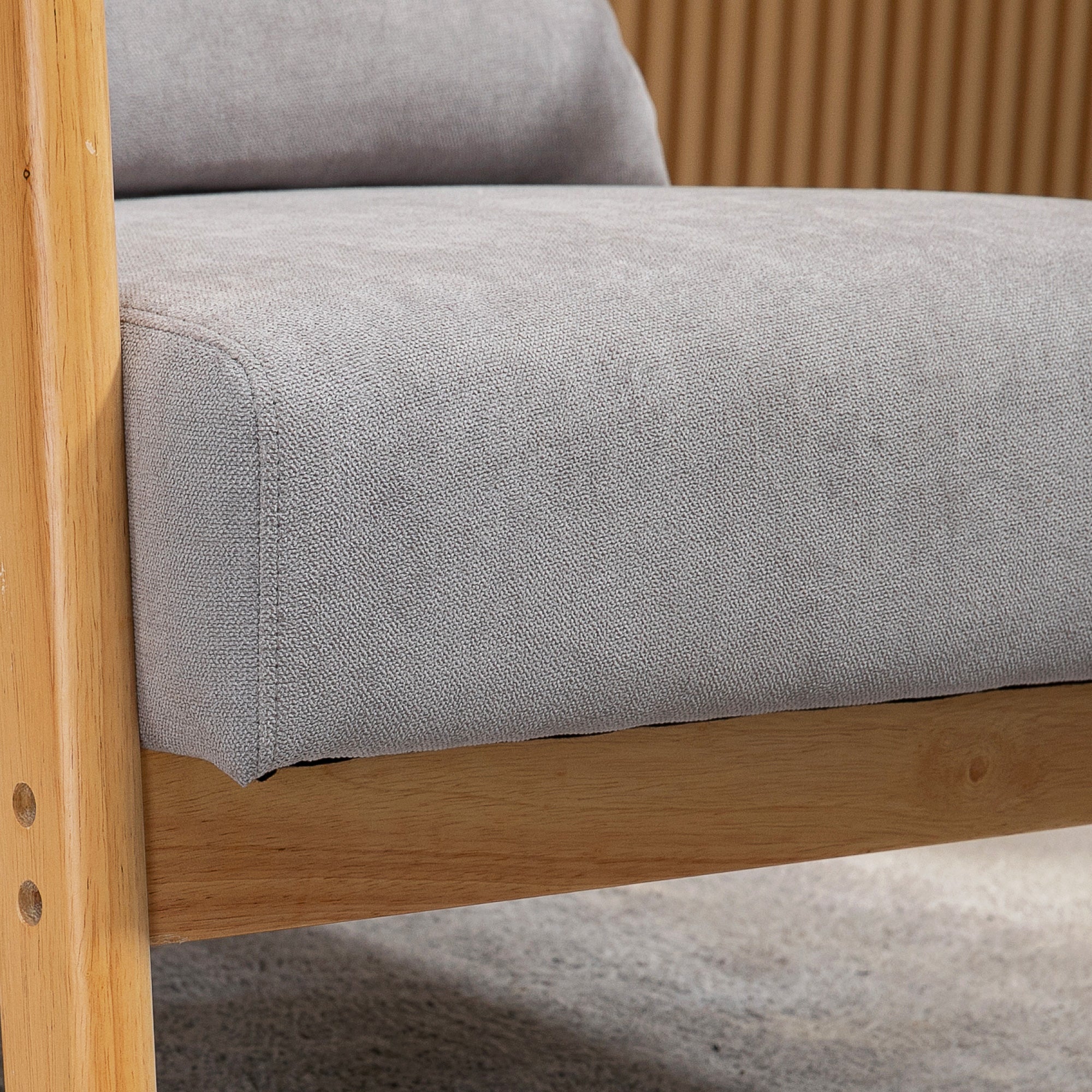 Armchair Lounge Chair Lumbar Cushion S-Spring Wooden Frame, Grey Velvet Look