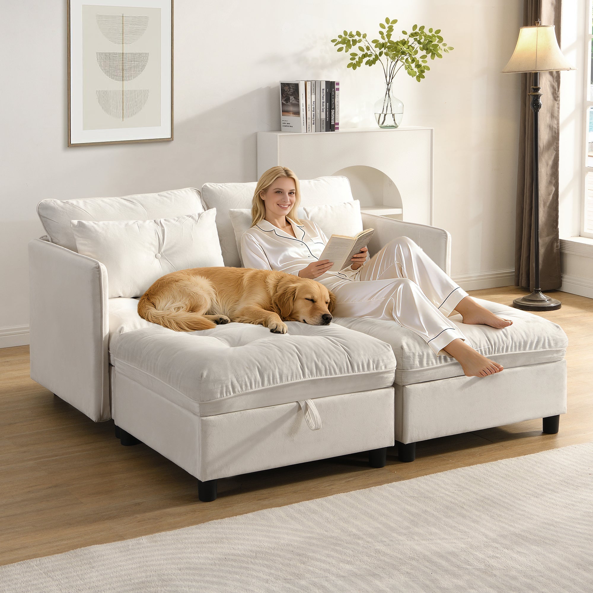 Cloud Modular Sofa 4-Seater Separable Sofa Bed Storage Chenille