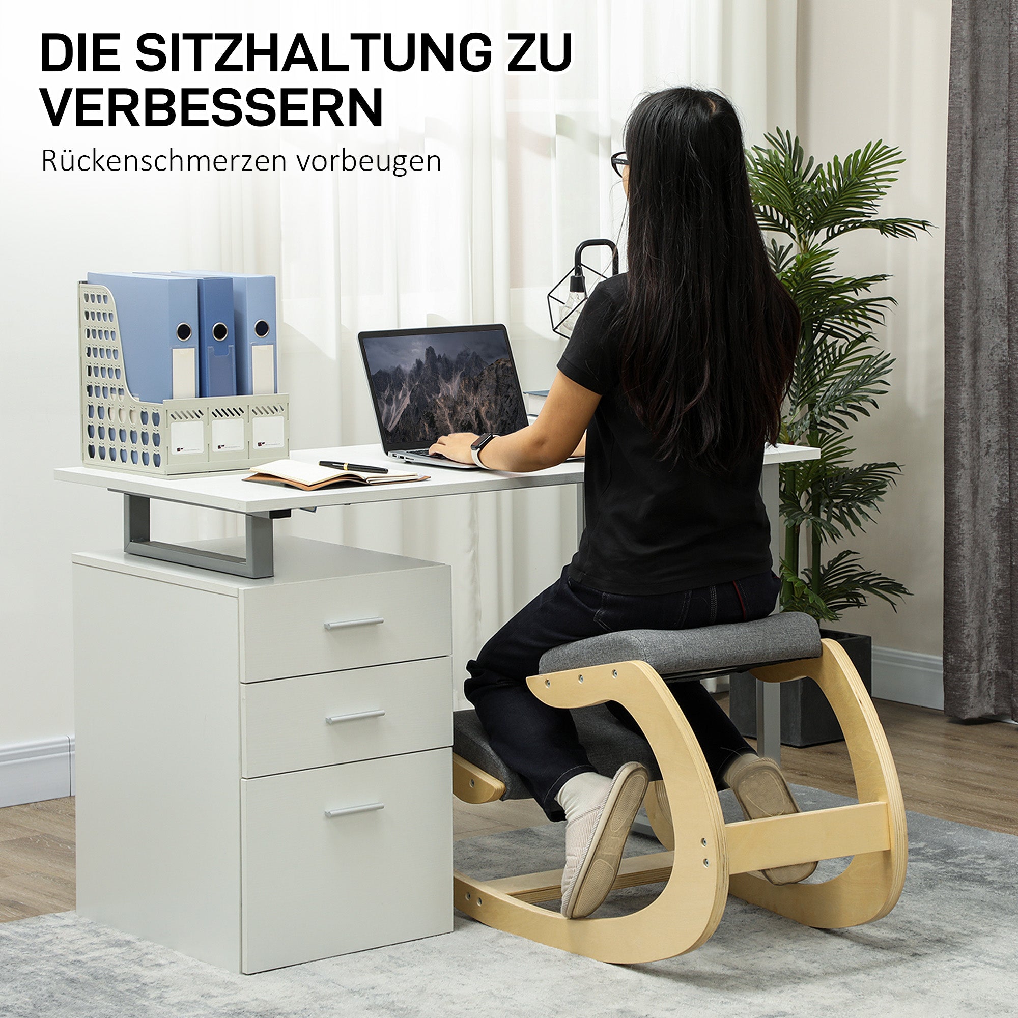 Ergonomischer Kniestuhl, Schaukel-Kniestuhl Posture Grau
