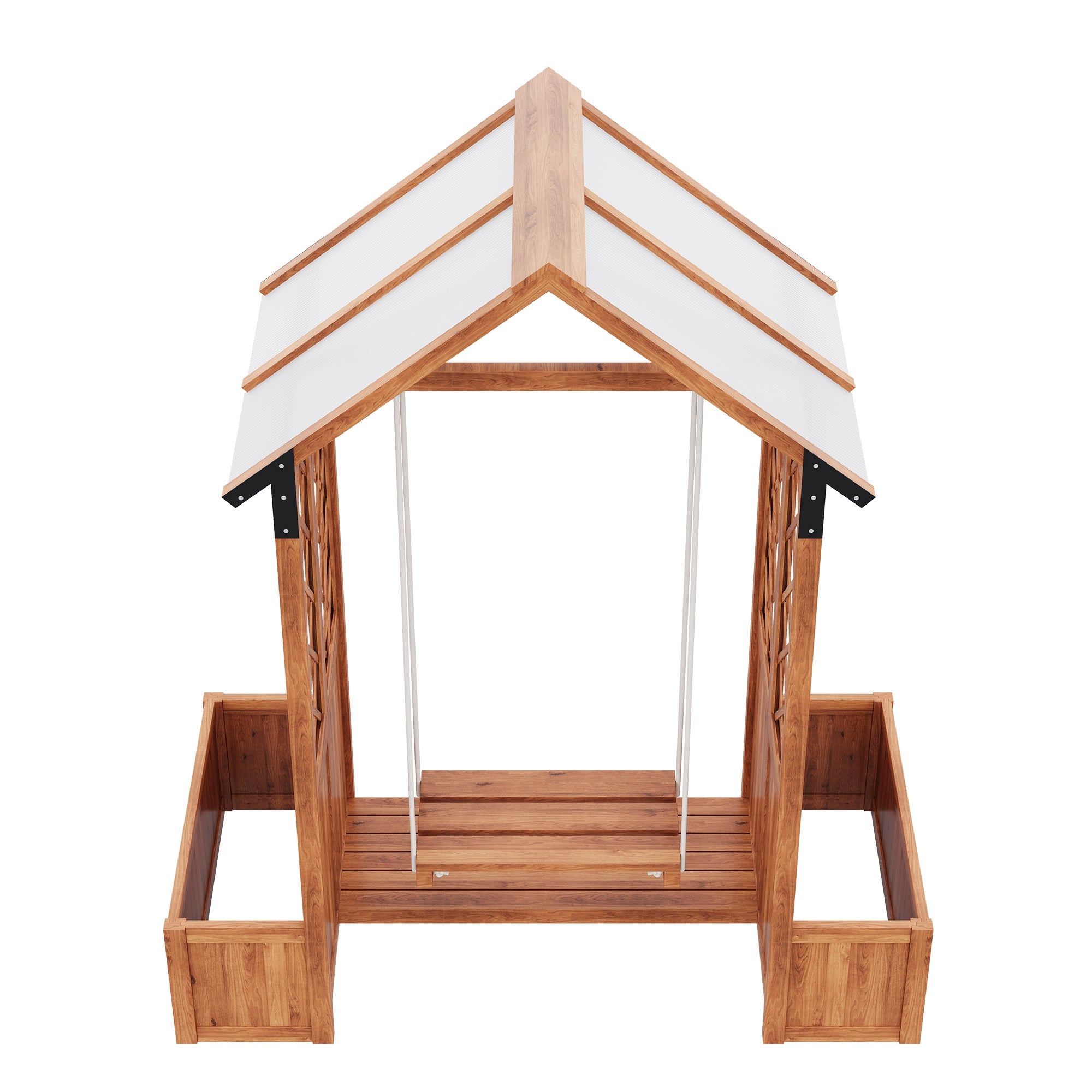 Planter with Trellis and Sunroof, Brown Solid Wood