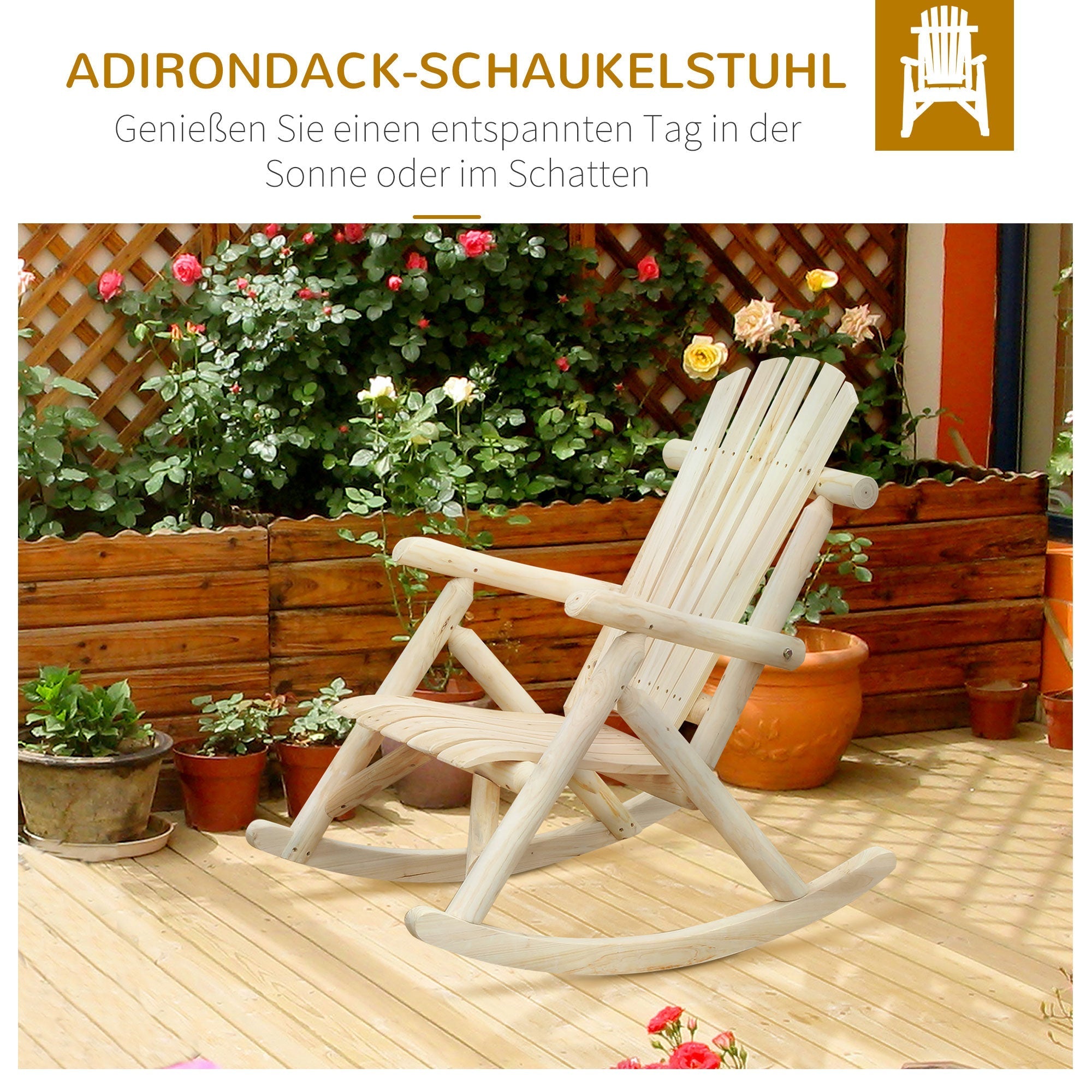 rocking chair swing garden chair natural fir wood