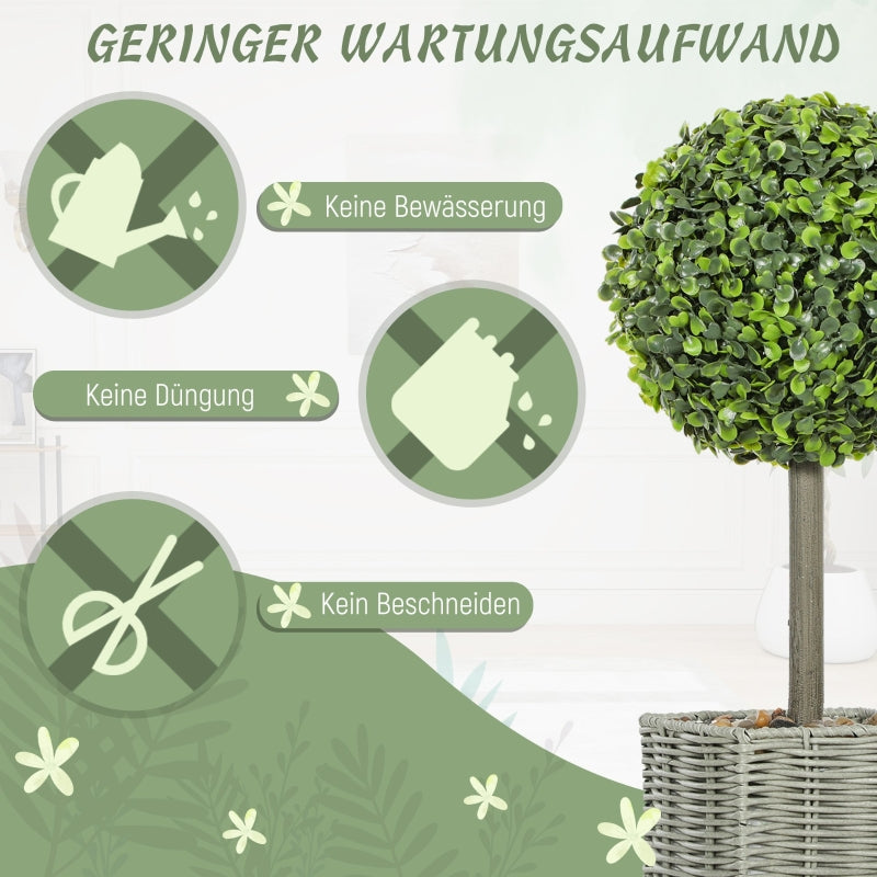 Artificial Plants, UV-resistant Trees in Pots, Plastic, Cement, Green