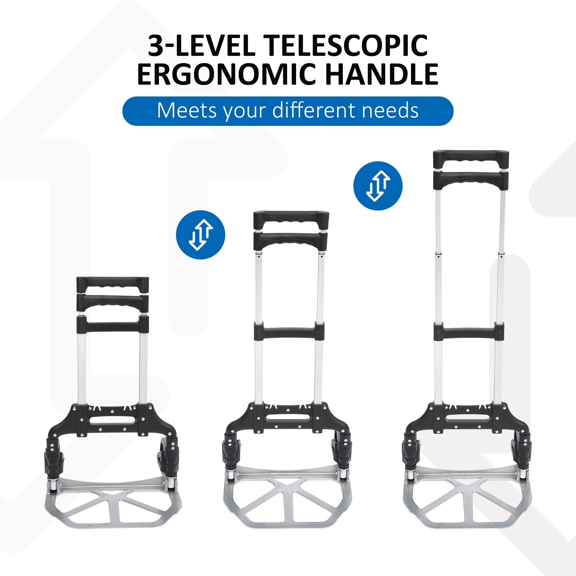 Aluminum Sack Truck, Foldable Hand Truck, 70 kg Load Capacity, Aluminum