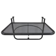 Balcony Hanging Table, Height-Adjustable Square 60x56.5x45cm, Black Metal