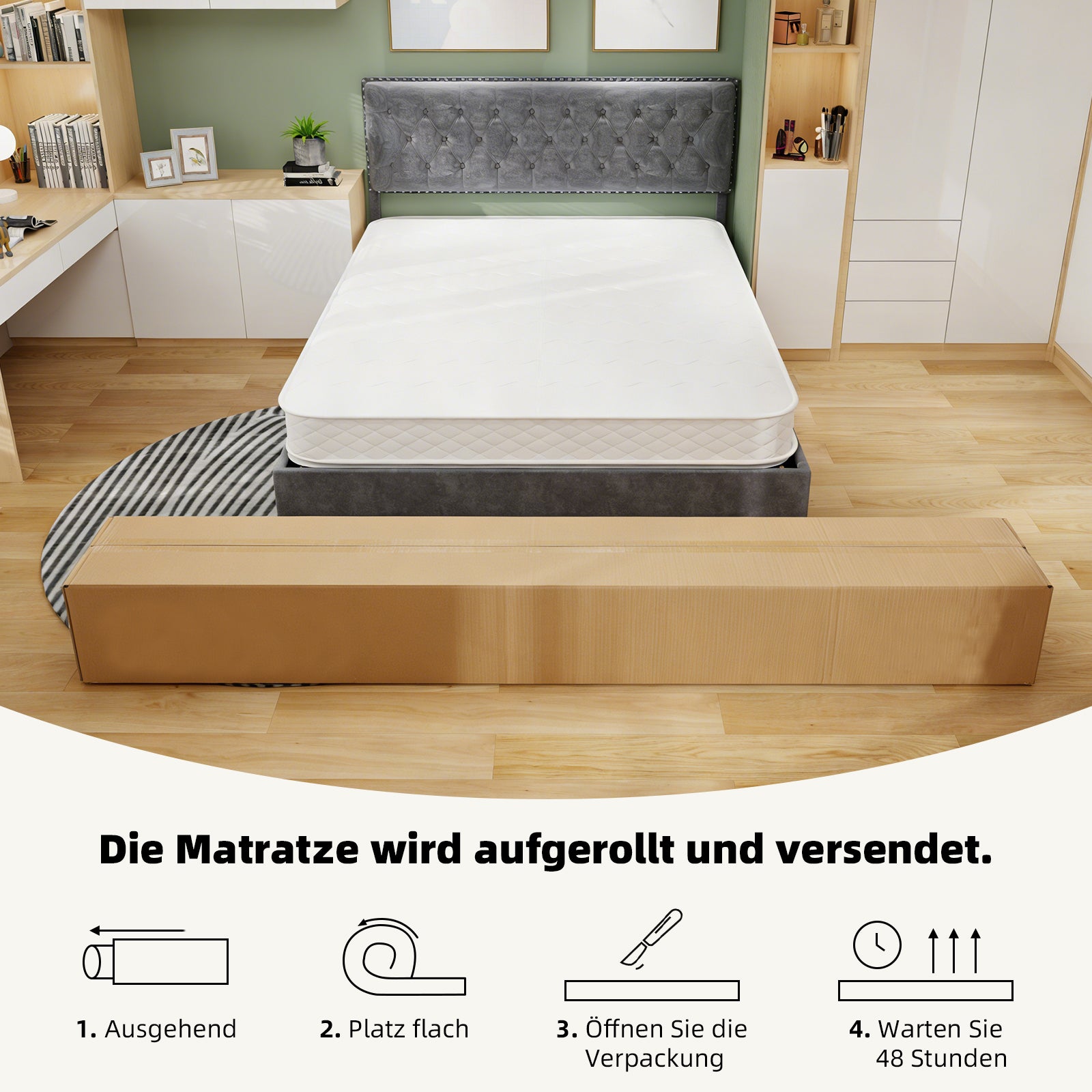 3D Breathable Mattress, Pocket Spring, Noise-Free, Back Care, 160x200cm, White
