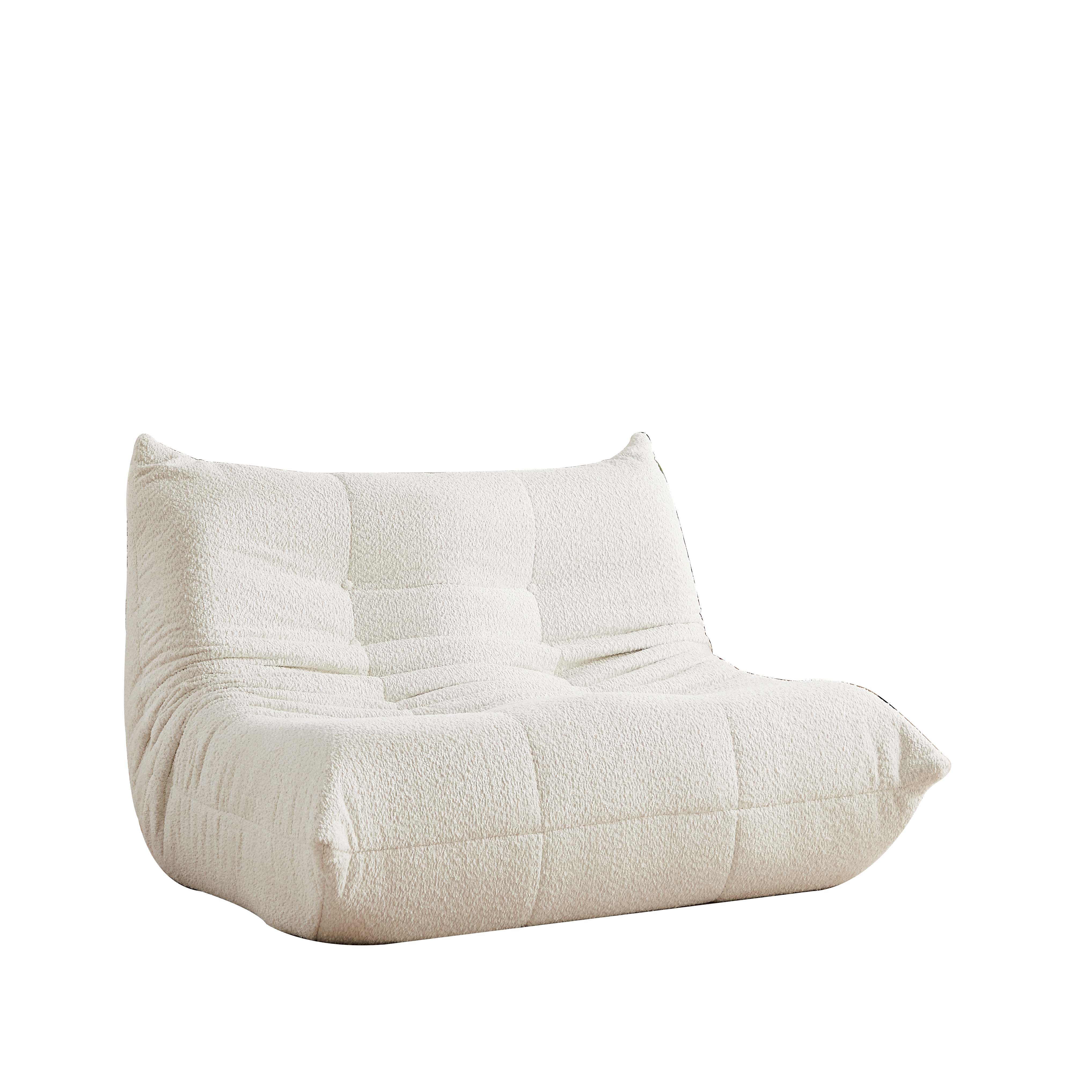 Togo Two-Seater Sofa with Memory Foam and Floor Lounge Design, Chenille