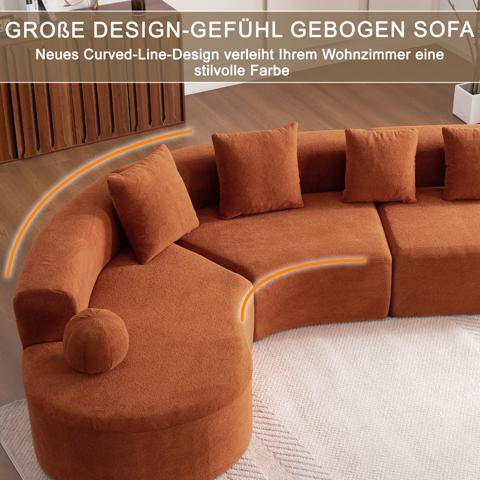 L-Shaped Sectional Cloud Sofa with Arched Design and Thick Padding, White Fabric