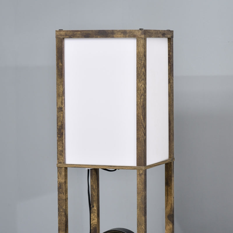 Floor Lamp with Shelves, 26x26x160cm, Wood