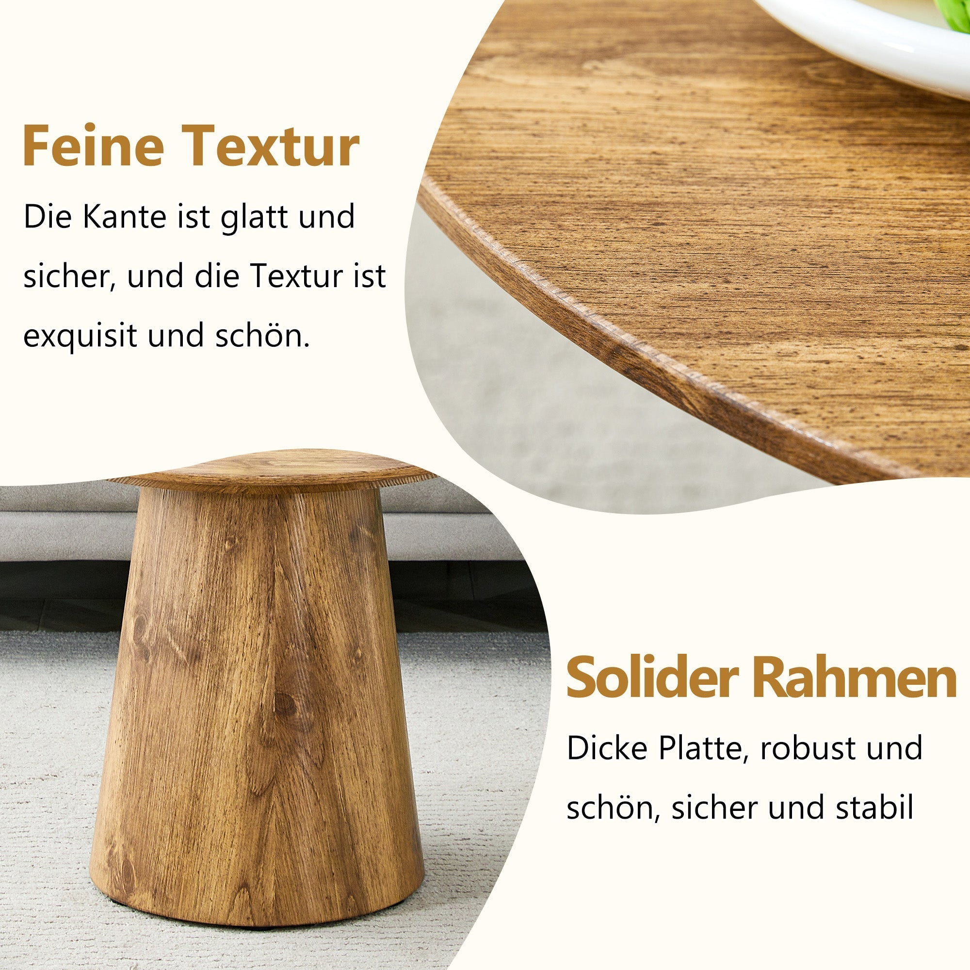 Round Coffee Table 50cm Ø 48cm H Side Table - Natural Wood Look MDF