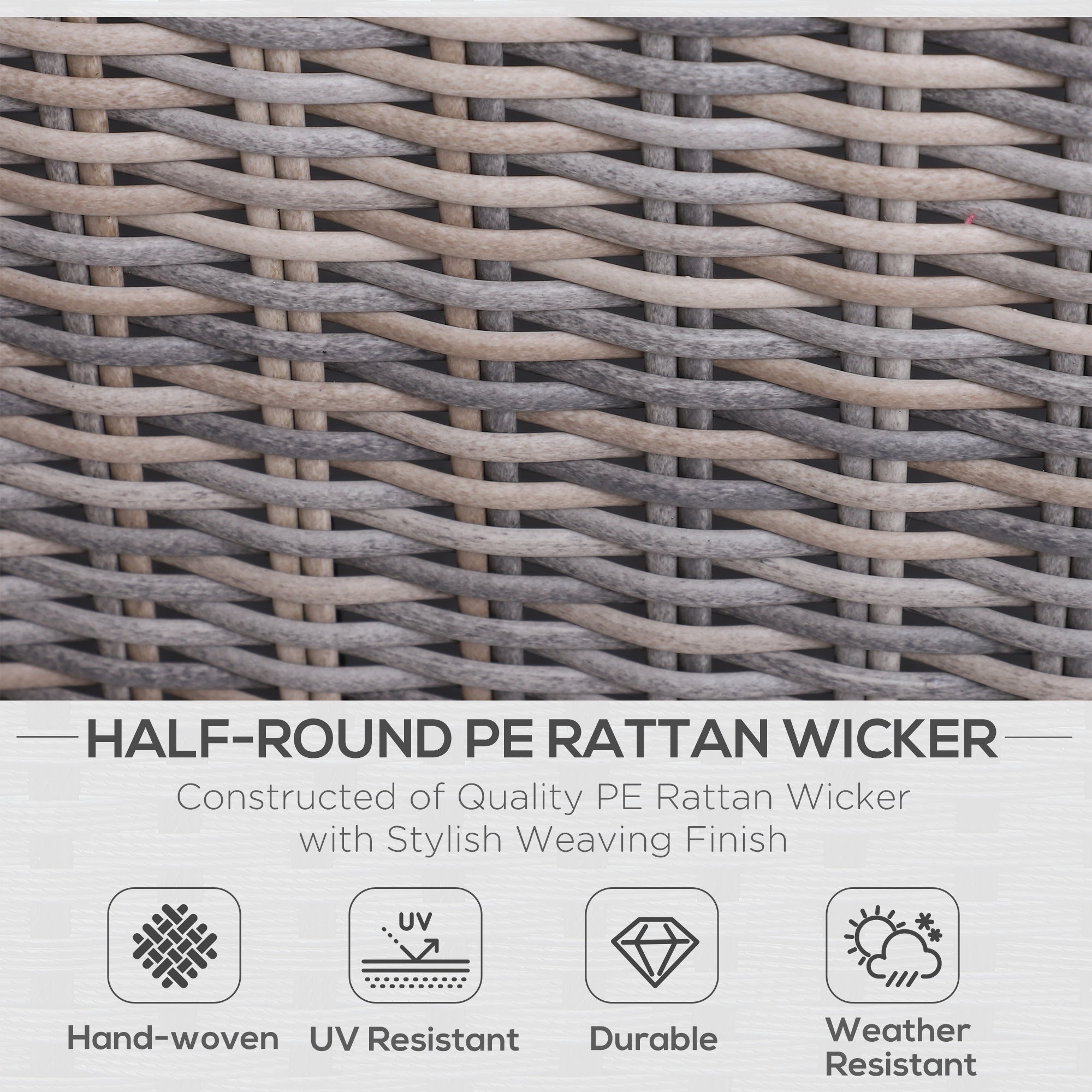 5 Piece Rattan Garden Furniture Set with Cushions, Aluminium Frame Glass Top Table, Mixed Brown