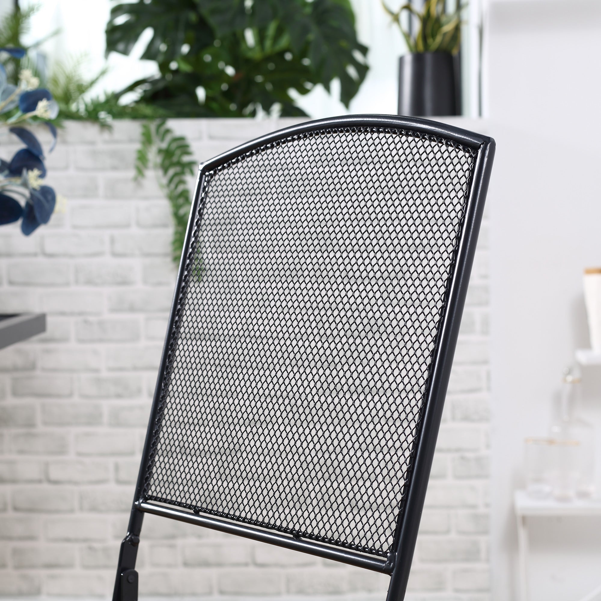 Garten-Bistro-Set, 3 Personen, 1 Tisch, 2 Klappstühle, Metall Grau