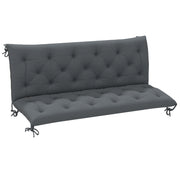 3 Seater Bench Cushion, Garden Chair Cushion with Back and Ties, Dark Grey