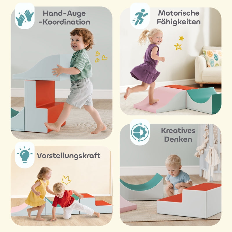 Climbing and Crawling Set, 3-Piece Foam Play Set for Toddlers, Light Grey Faux Leather