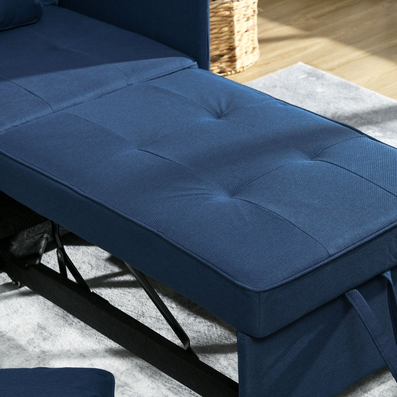 Convertible Single Sofa Bed, 3-in-1 Sleeper Chair, Blue