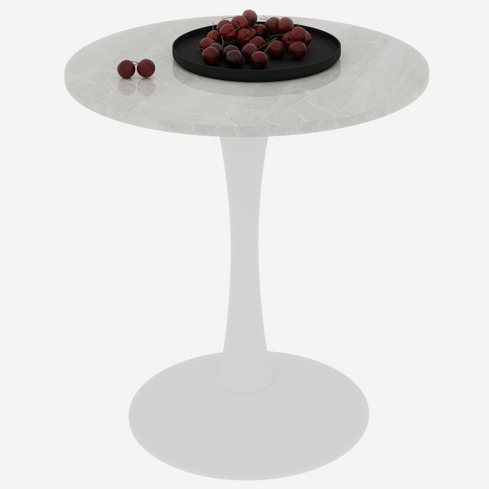 Coffee Table 27.6-inch Mid-Century Modern Round Marble Top - White