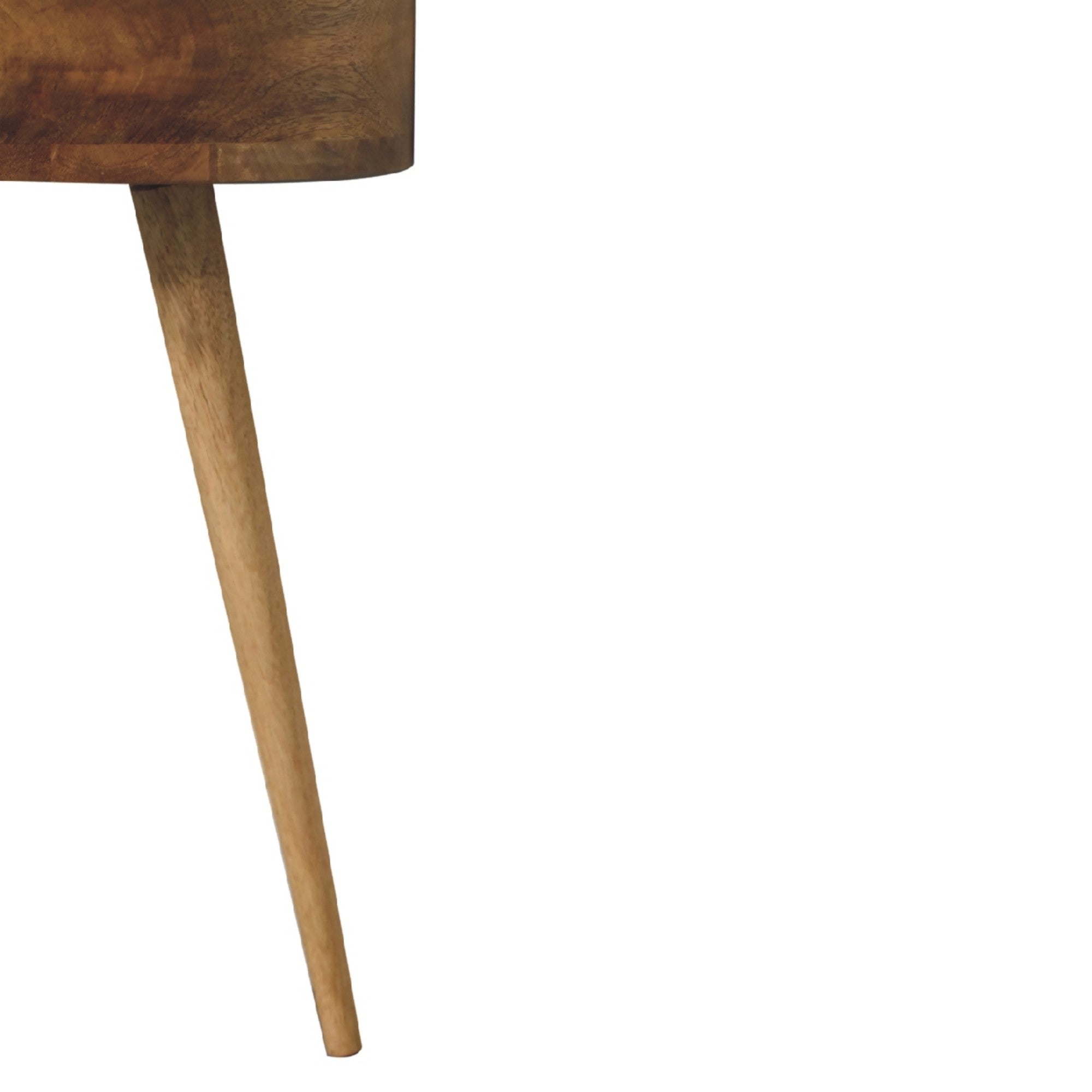 Solid Wood Mini Circular Bedside, 1 Drawer, Brown
