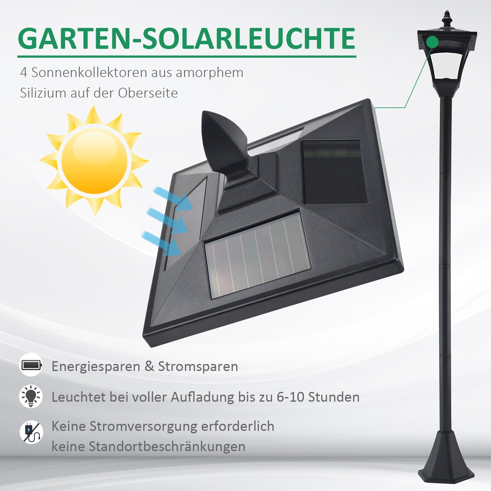 Solar Garden Lantern Path Light LED 40 Lumen Black