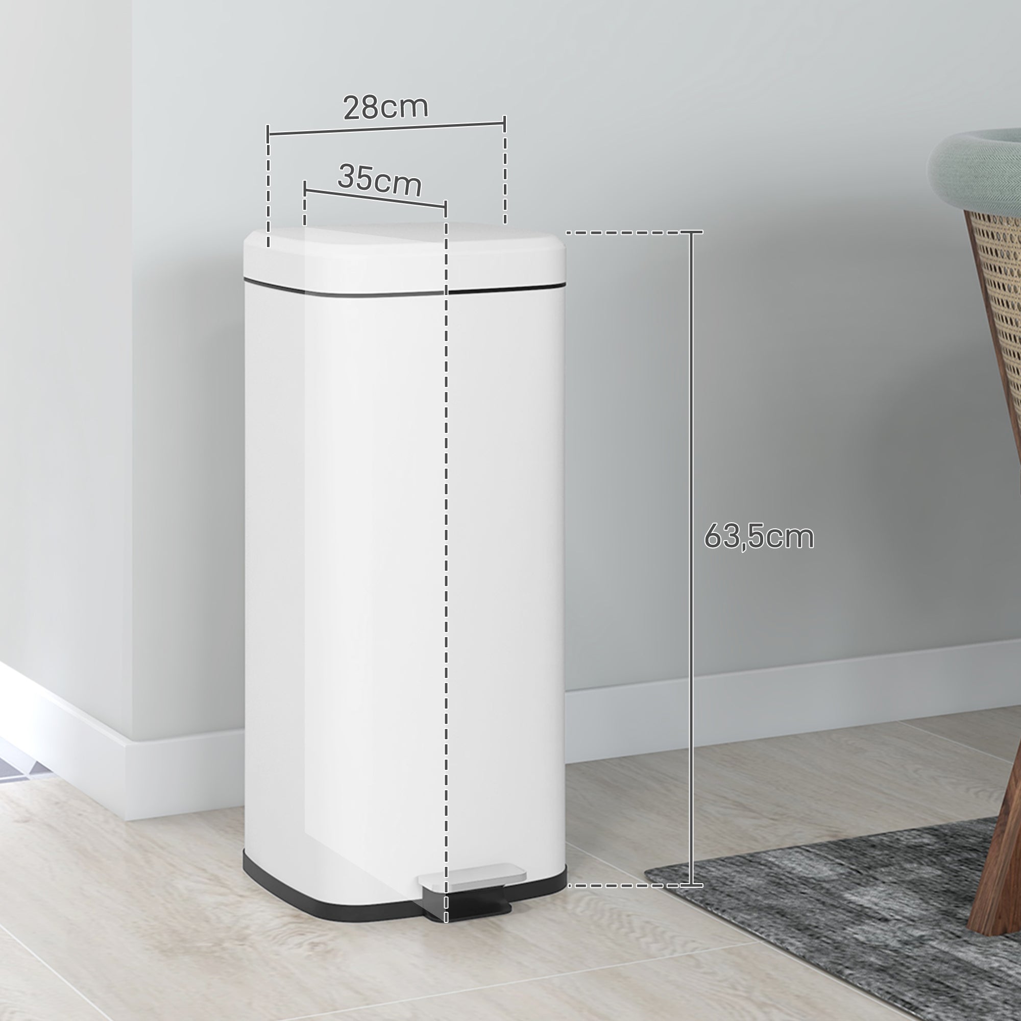 Pedal Bin 30L, Foot Pedal Metal