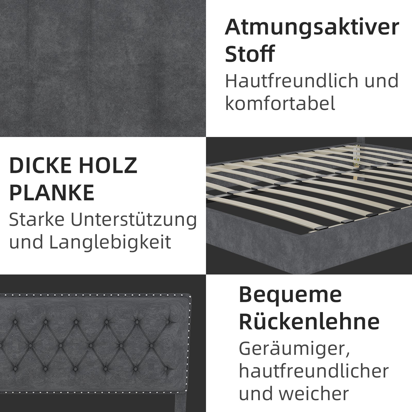 Soft Bed, Modern Minimalist Headboard 140x200CM, Gray